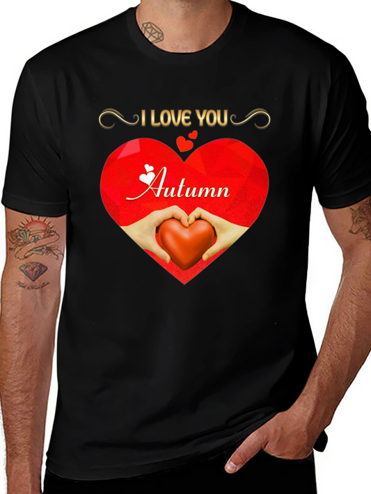 I Love You Autumn Heart Graphic T-Shirt