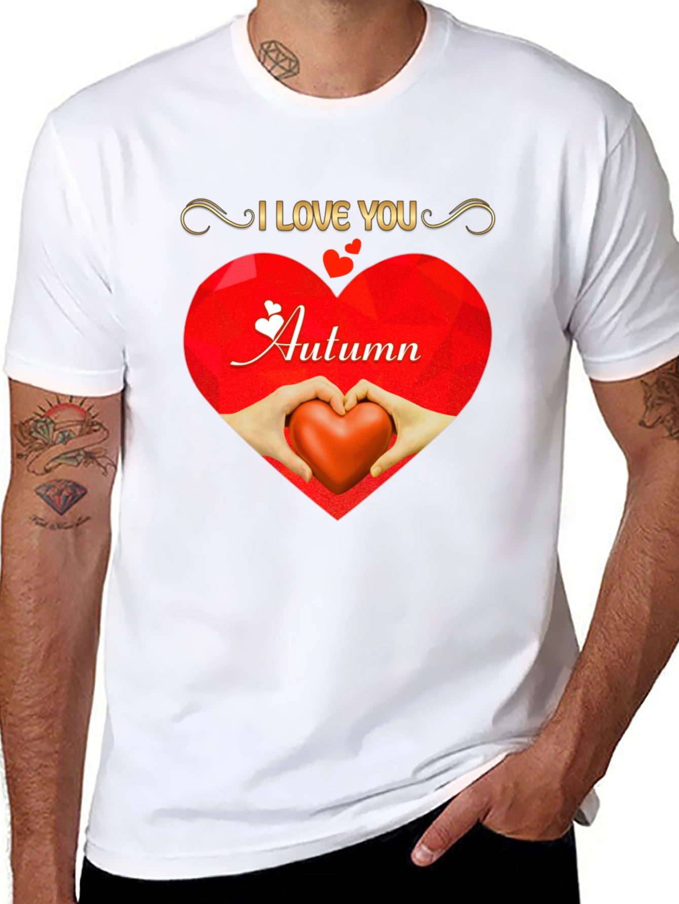 I Love You Autumn Heart Graphic T-Shirt