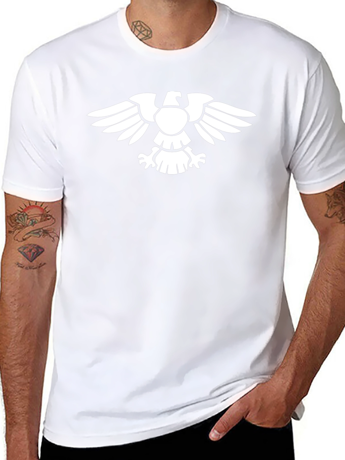 Black T-Shirt with White Imperial Eagle Design