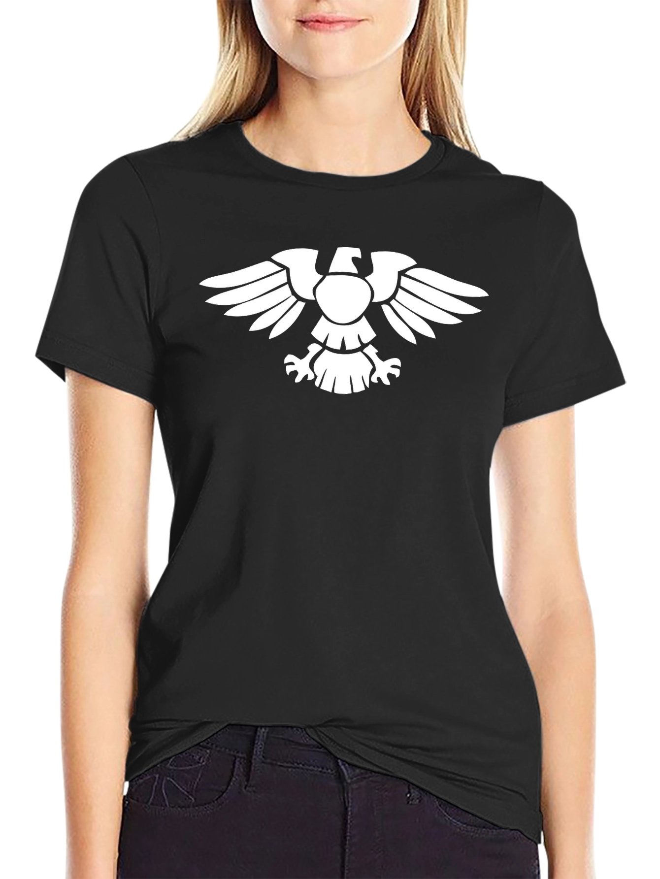 Black T-Shirt with White Imperial Eagle Design