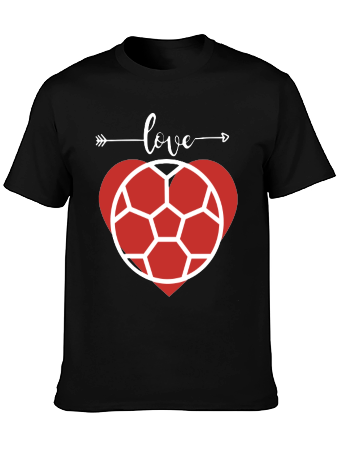 Love Soccer Heart T-Shirt - Black