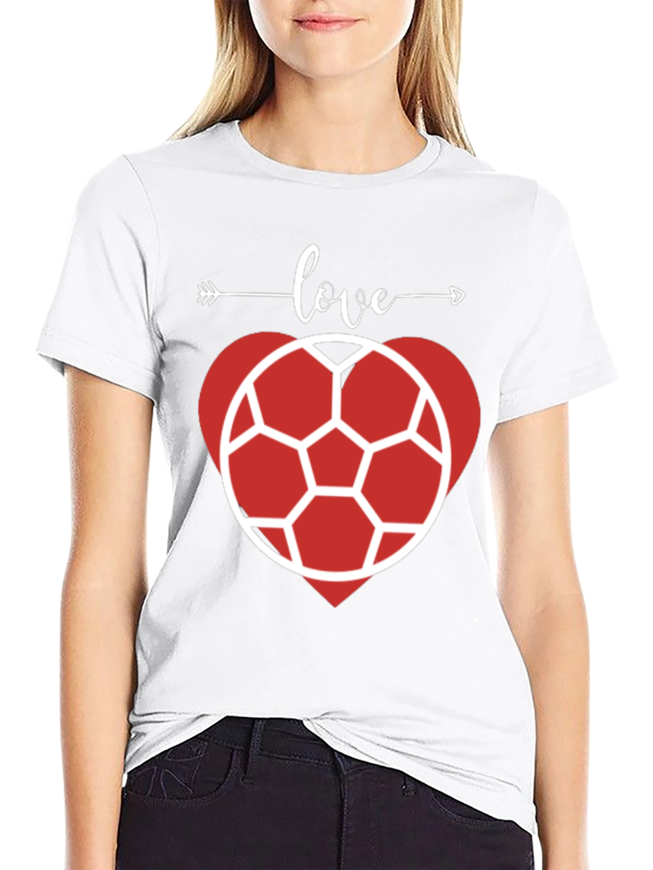 Love Soccer Heart T-Shirt - Black