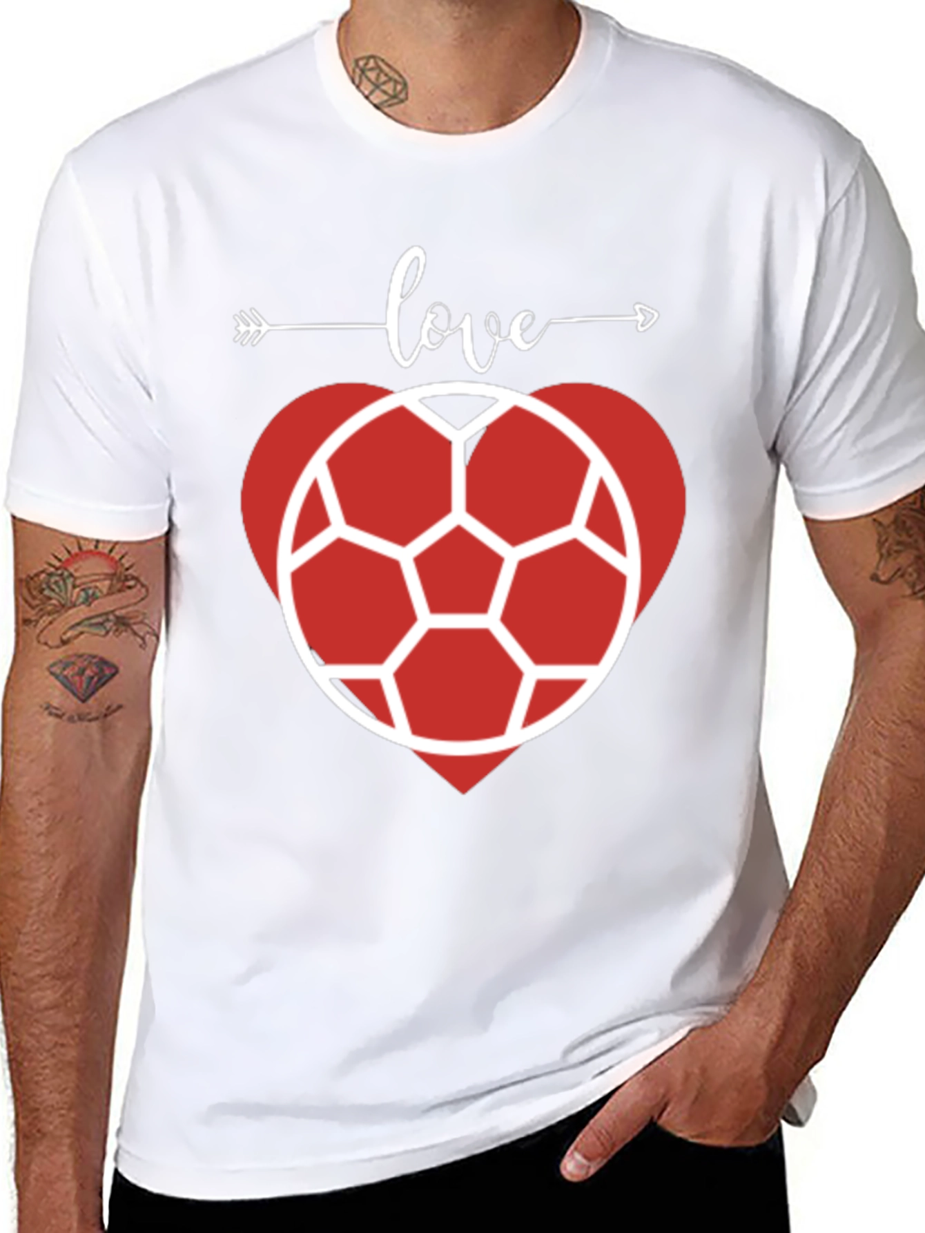 Love Soccer Heart T-Shirt - Black