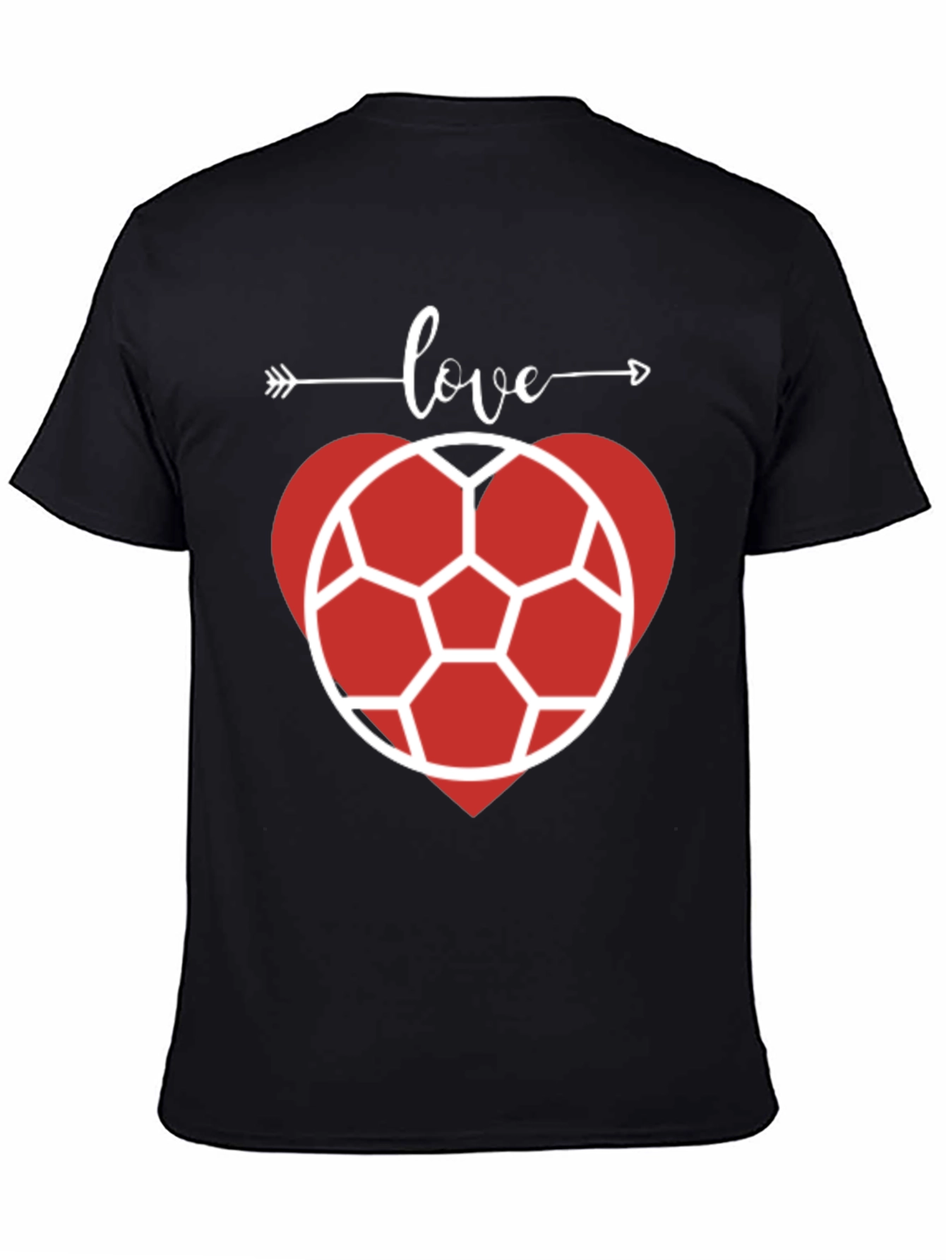 Love Soccer Heart T-Shirt - Black
