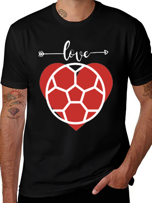 Love Soccer Heart T-Shirt - Black