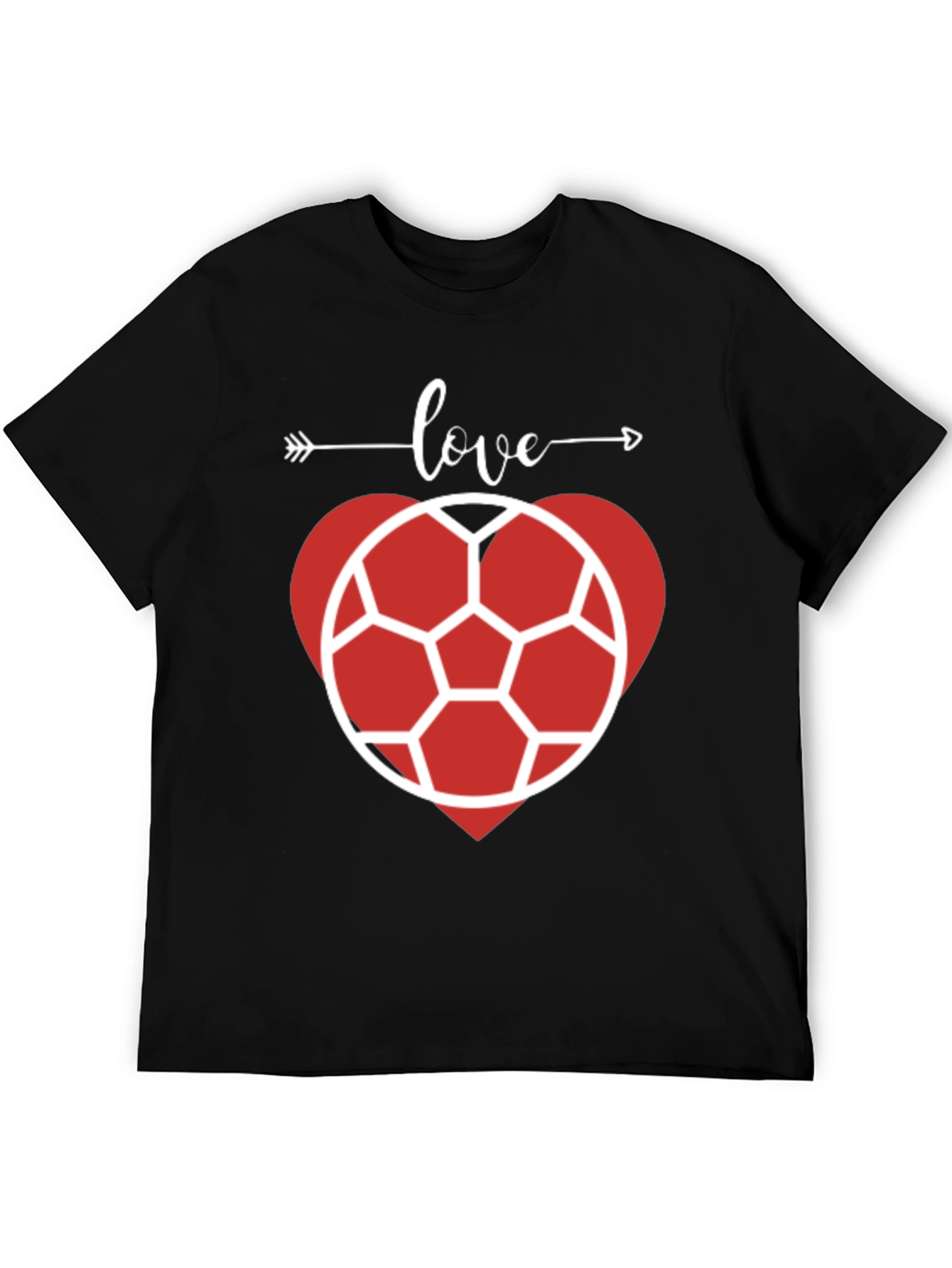 Love Soccer Heart T-Shirt - Black