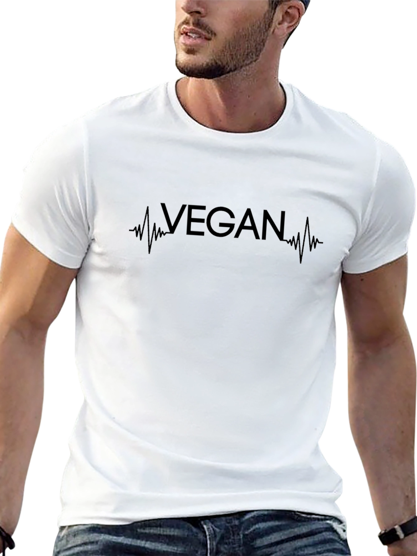 Vegan Heartbeat T-Shirt - Black Graphic Tee