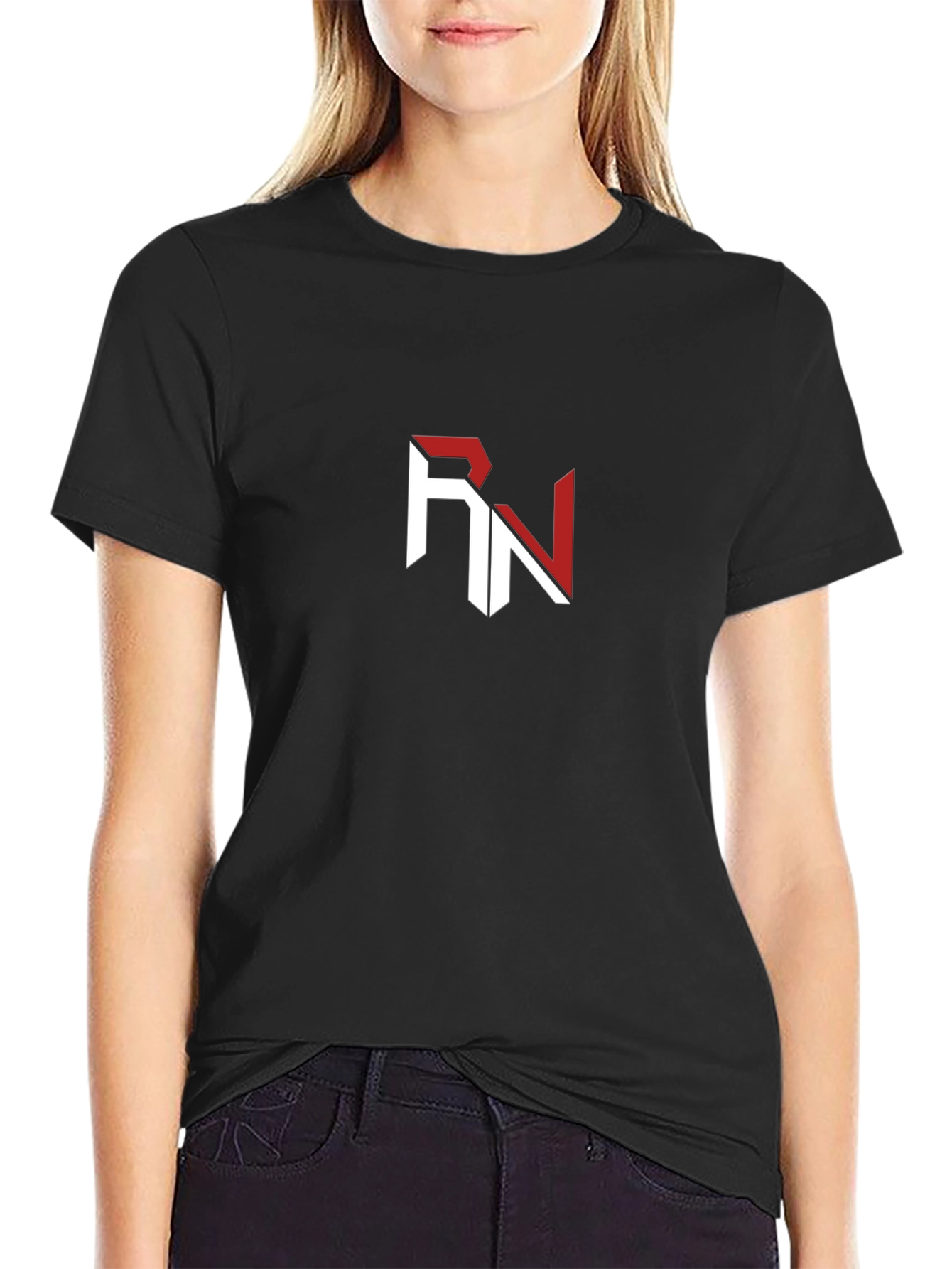 Stylish Black T-Shirt with RN Logo