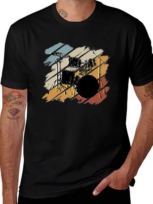 Vintage Drum Set Graphic T-Shirt - Retro Style