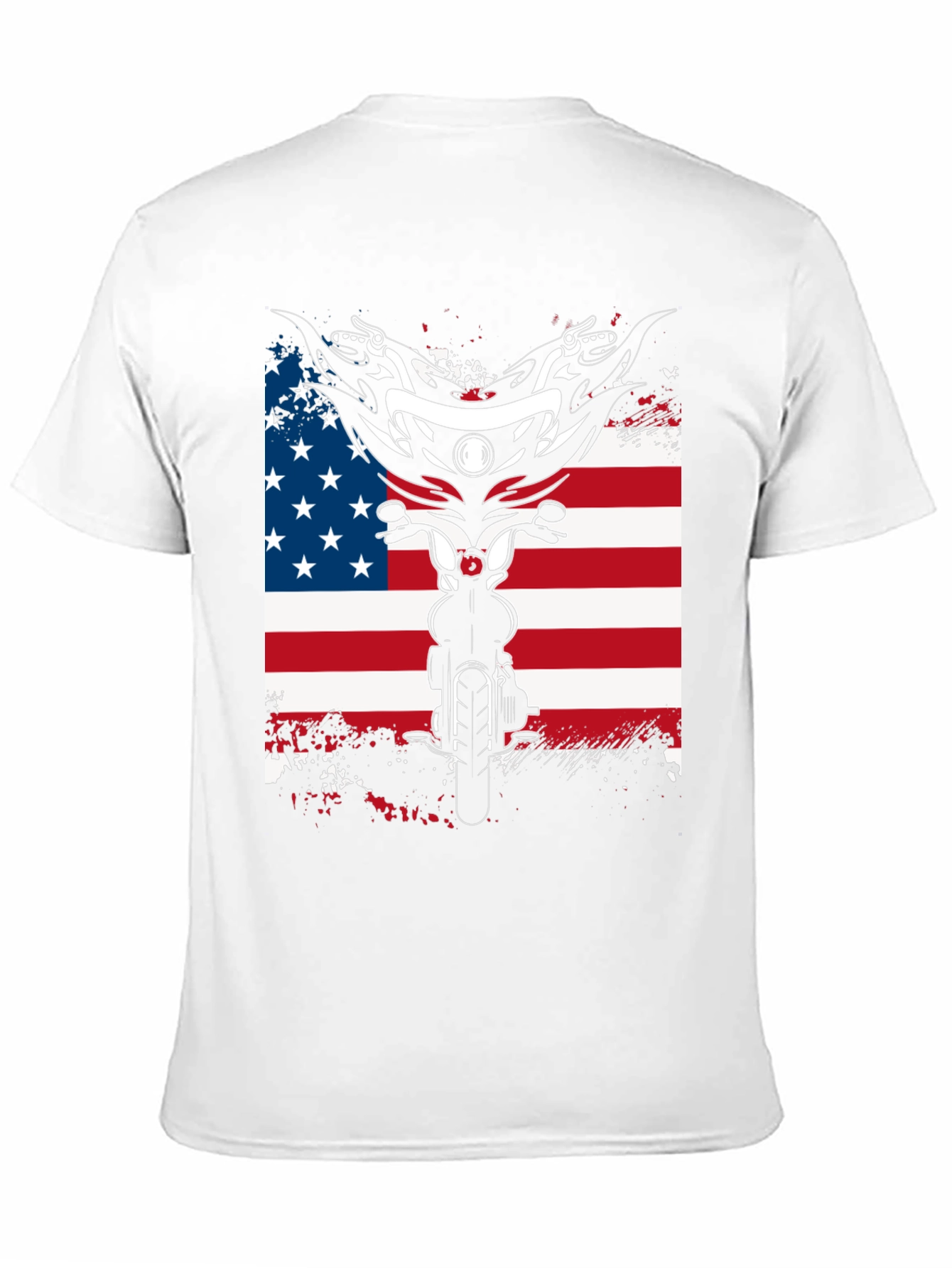 Motorcycle American Flag Graphic T-Shirt