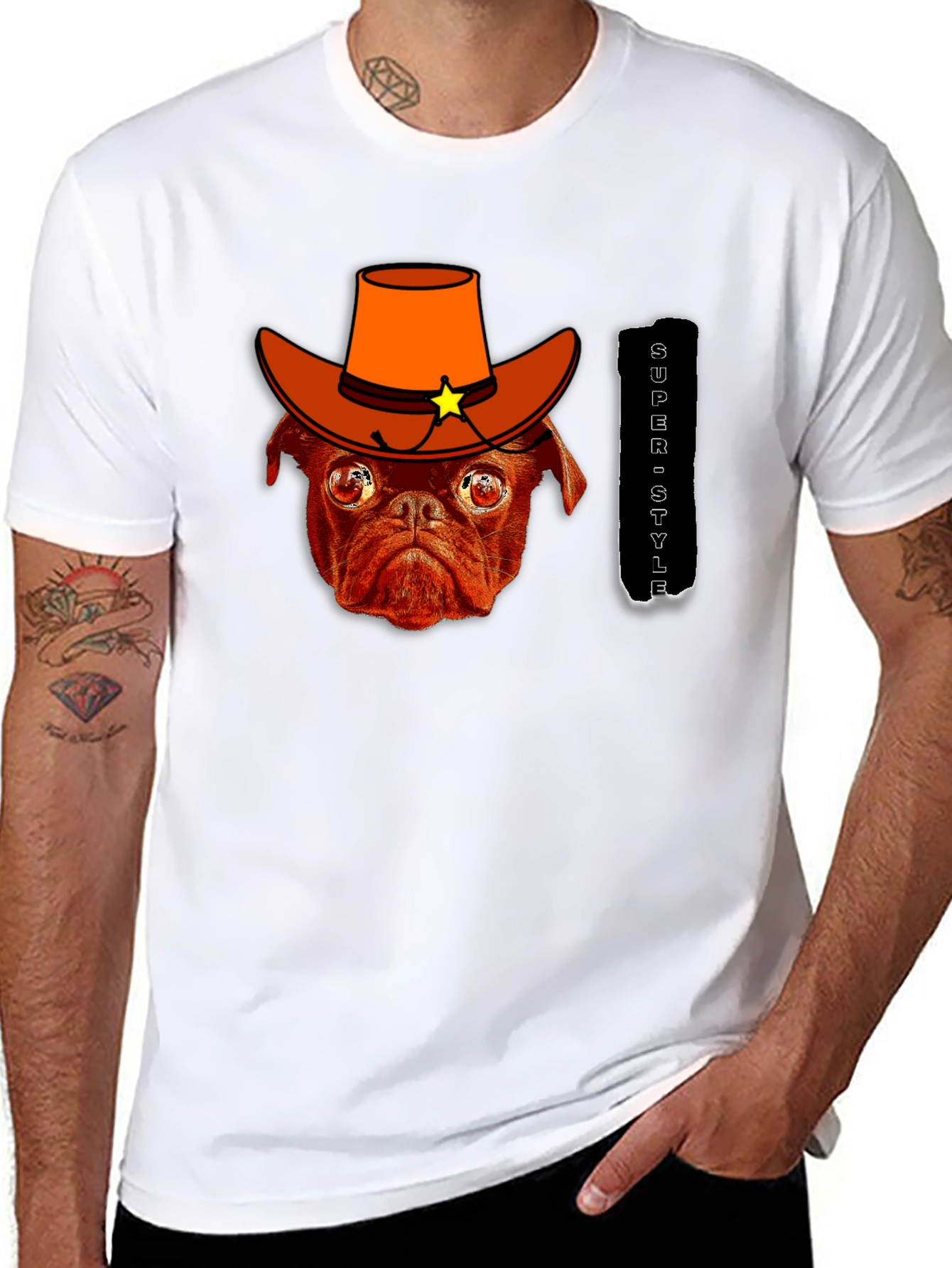 Pug Cowboy T-Shirt - Super Style