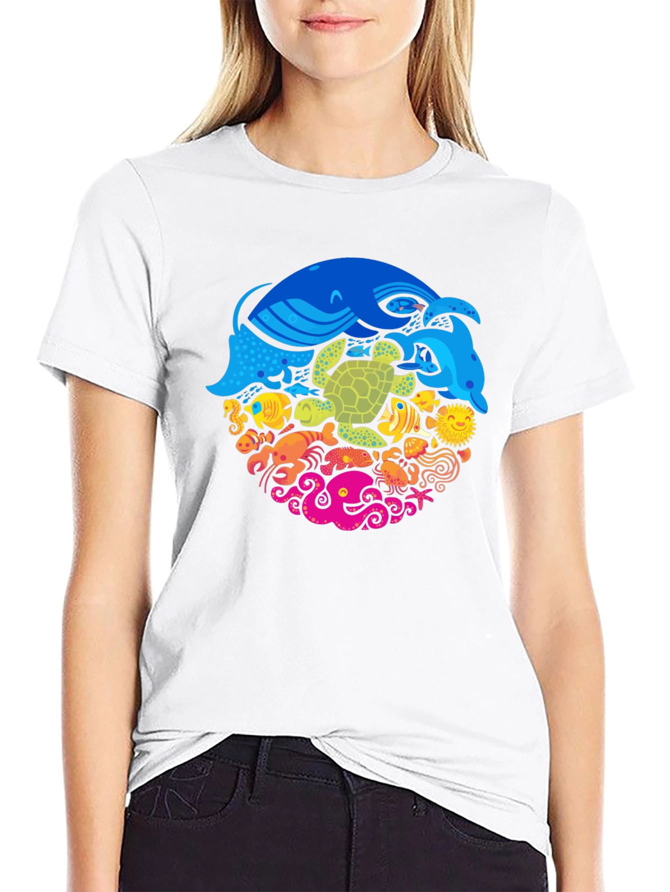 Ocean Life Graphic Tee - Black T-Shirt