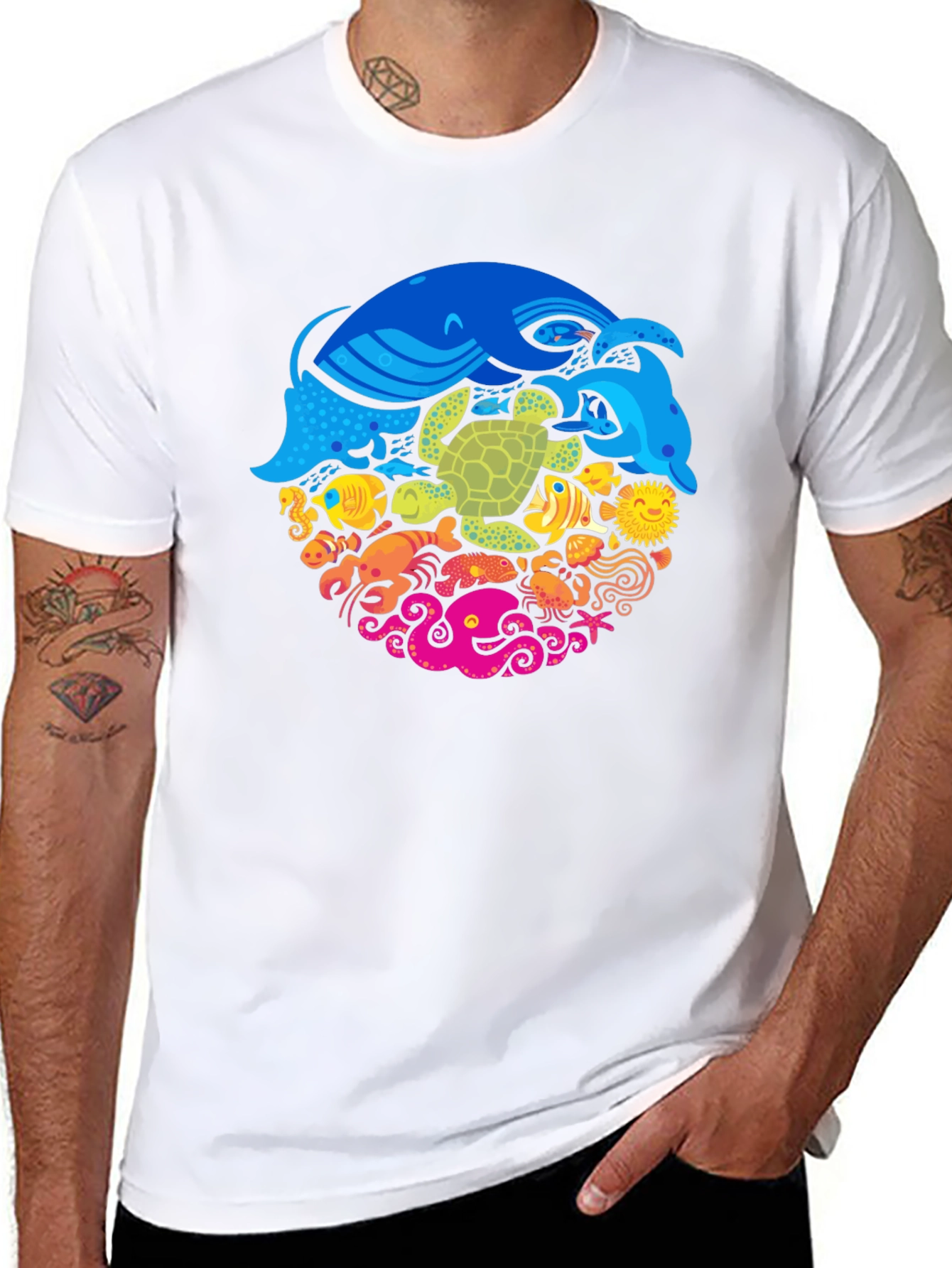 Ocean Life Graphic Tee - Black T-Shirt