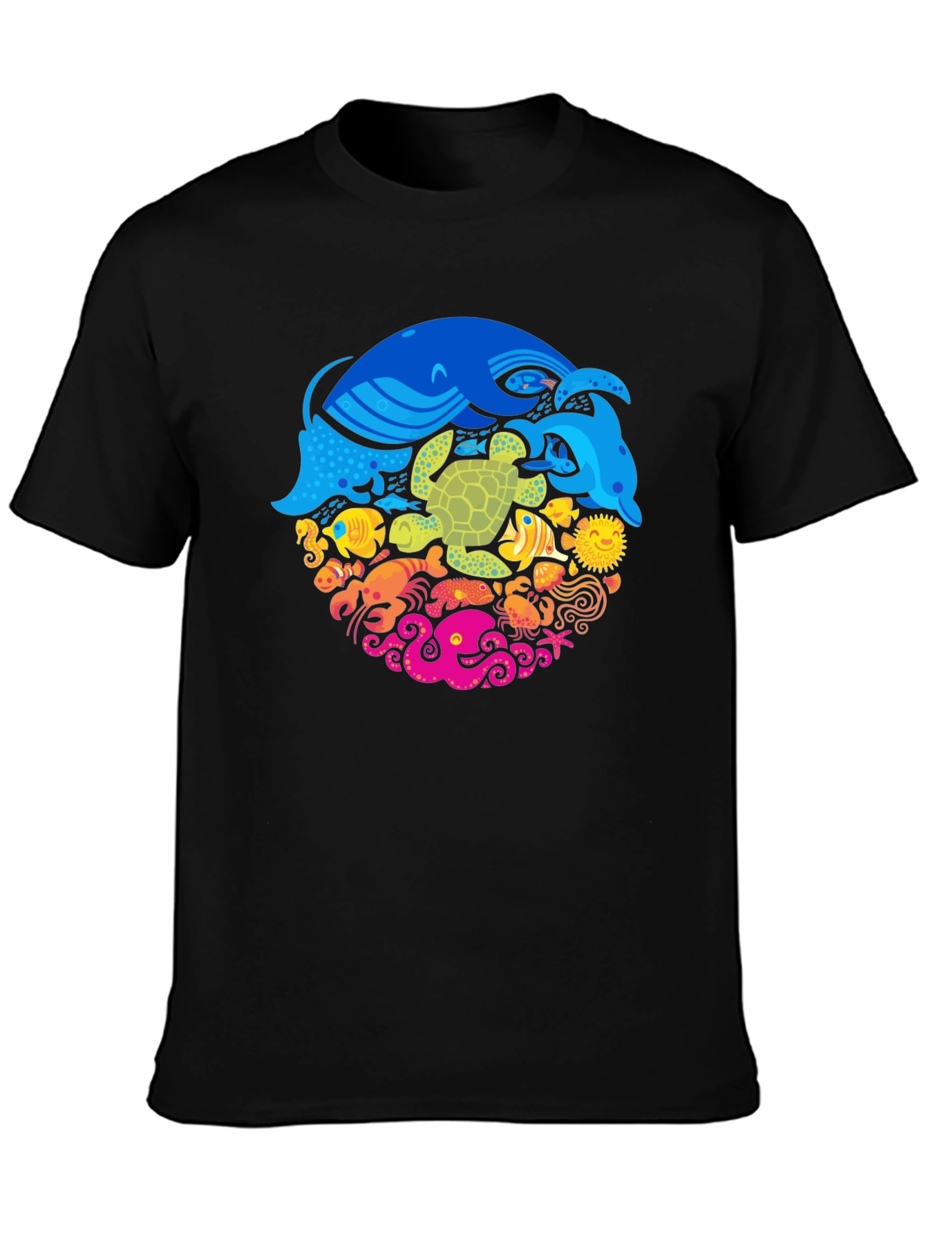 Ocean Life Graphic Tee - Black T-Shirt