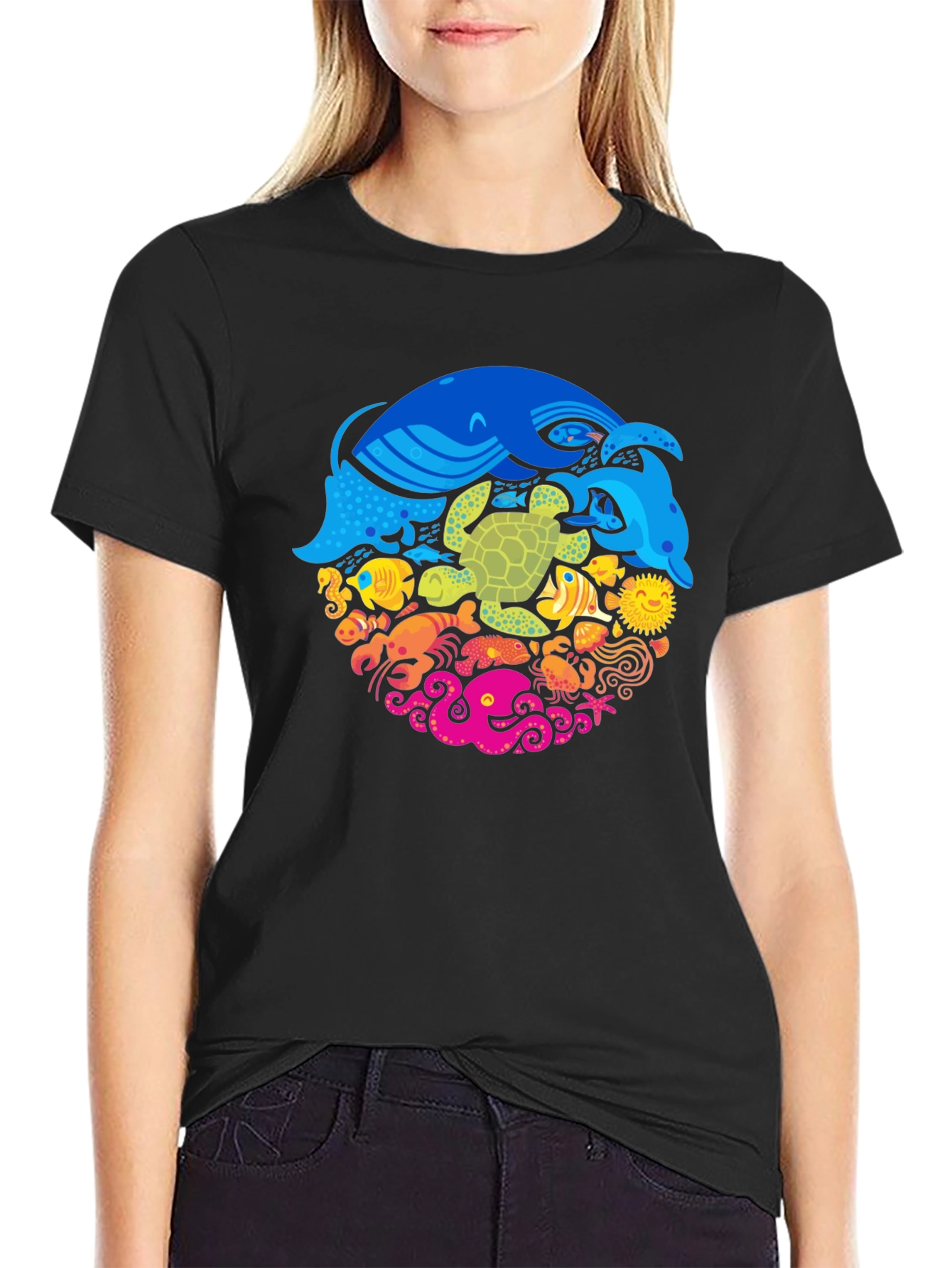 Ocean Life Graphic Tee - Black T-Shirt