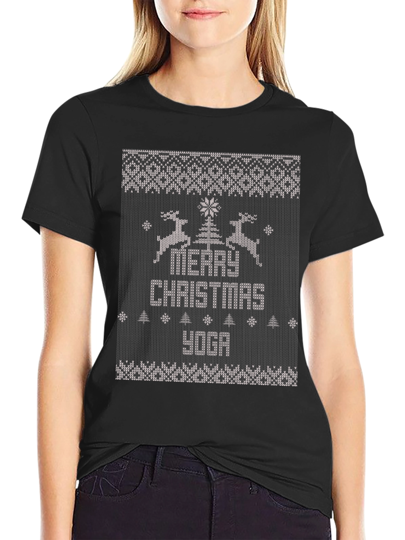 Merry Christmas Yoga Ugly Christmas Sweater T-Shirt