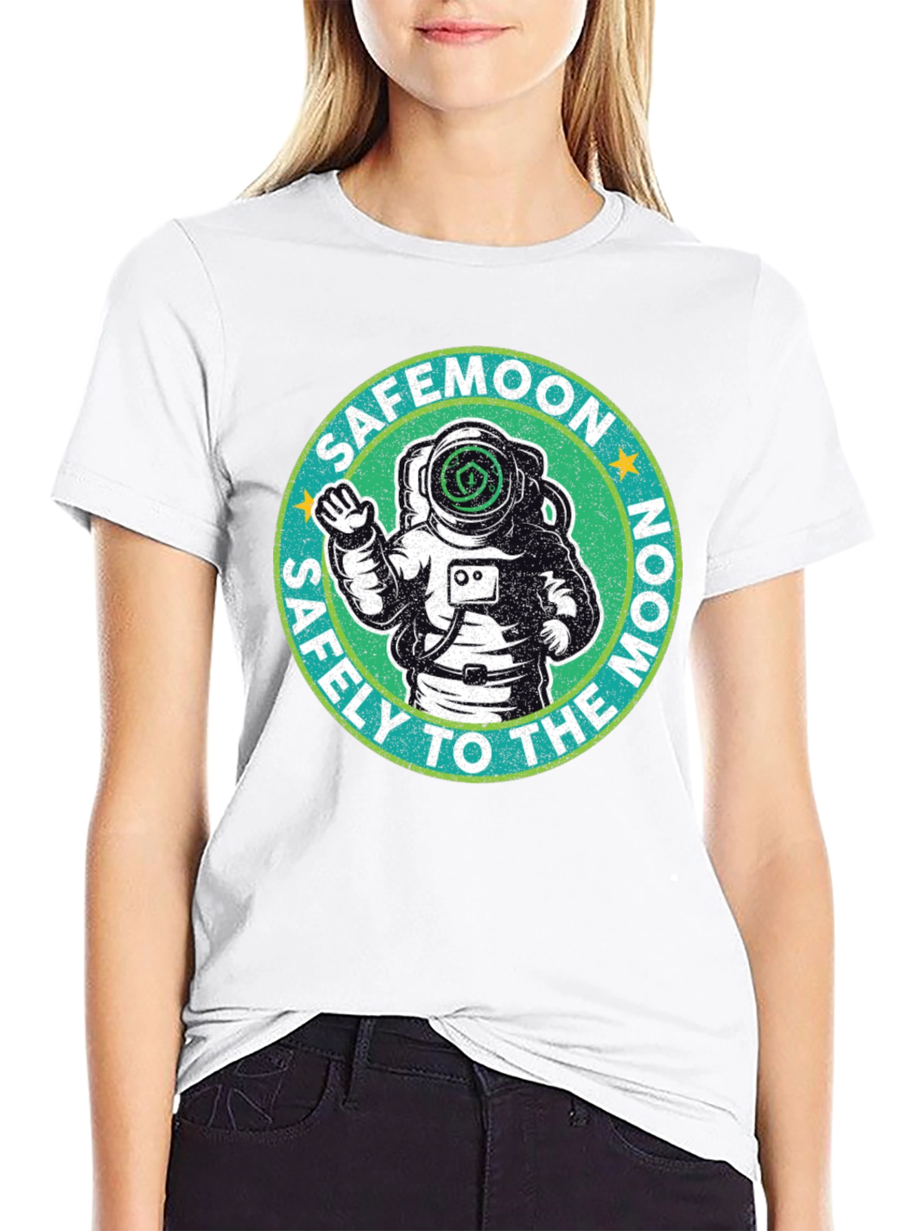 Safemoon Astronaut Black T-Shirt - Safely to the Moon!