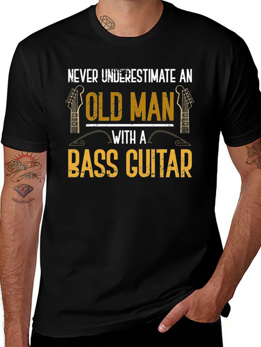 Bass Guitar Old Man Graphic Tee