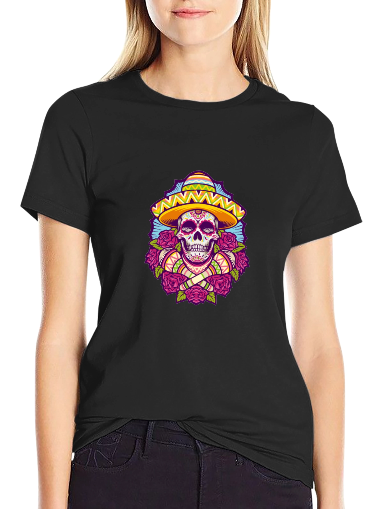 Day of the Dead Skull T-Shirt - Black
