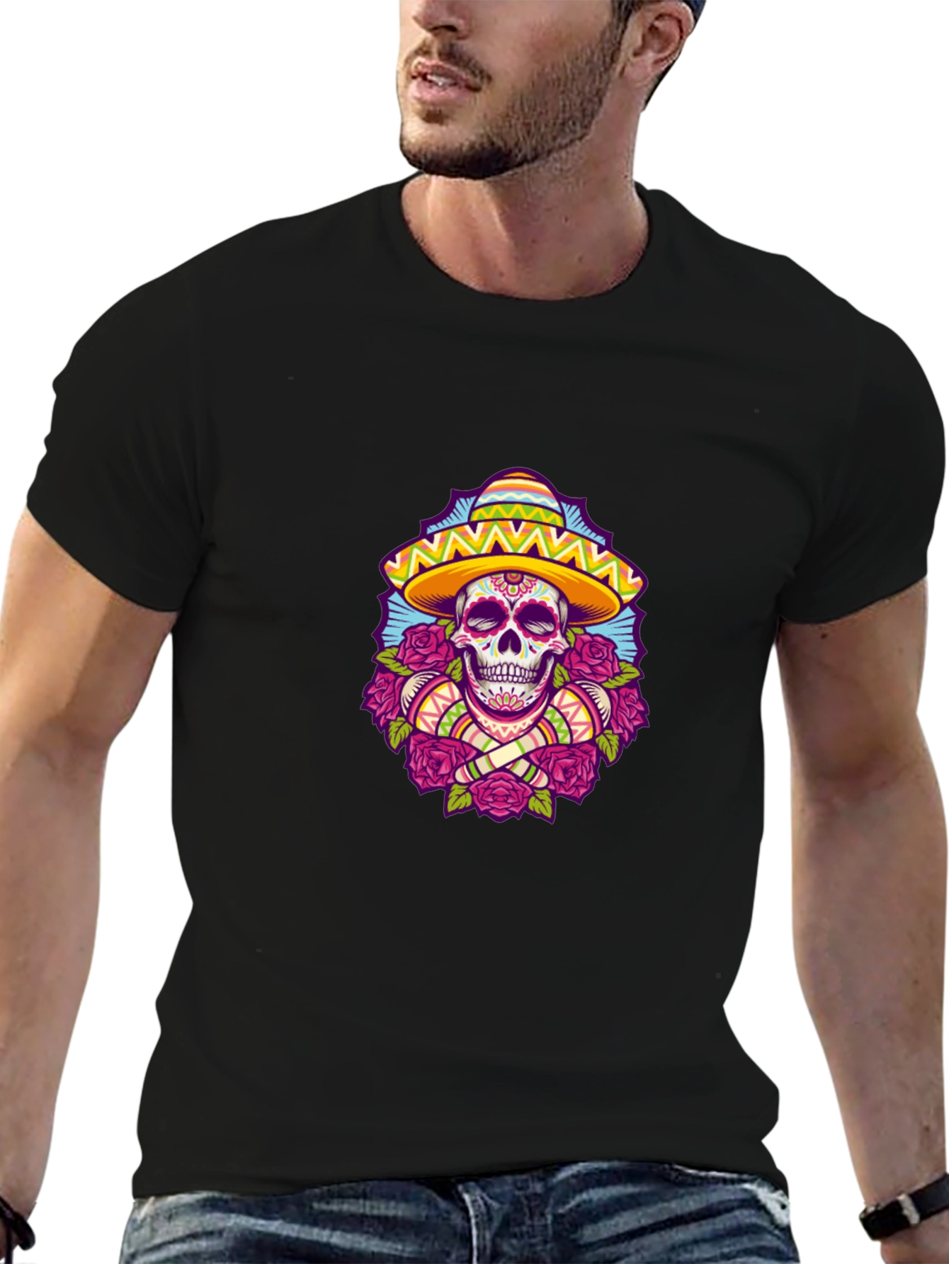 Day of the Dead Skull T-Shirt - Black
