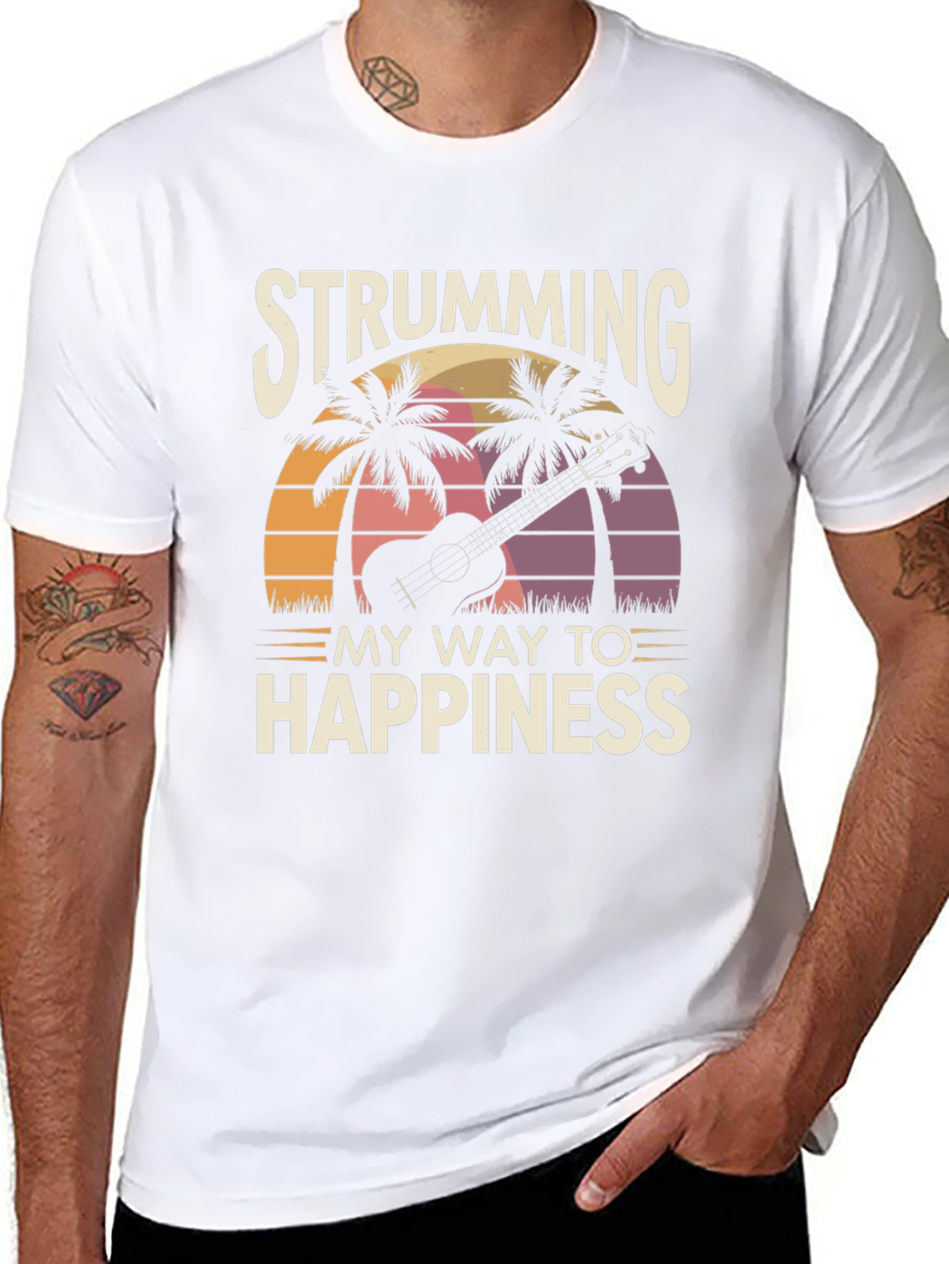 Strumming to Happiness Graphic T-Shirt