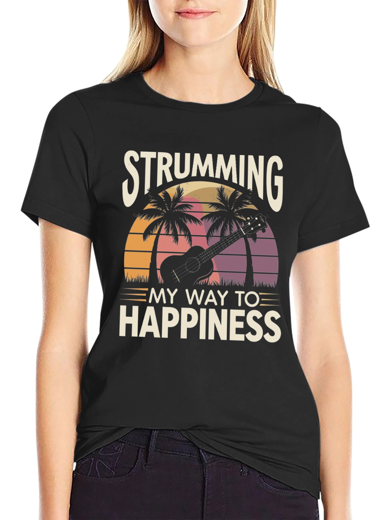Strumming to Happiness Graphic T-Shirt