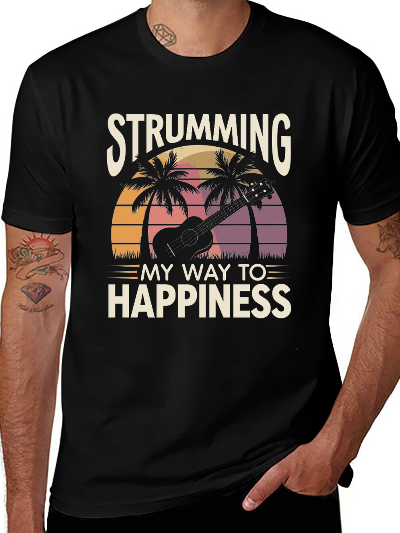 Strumming to Happiness Graphic T-Shirt