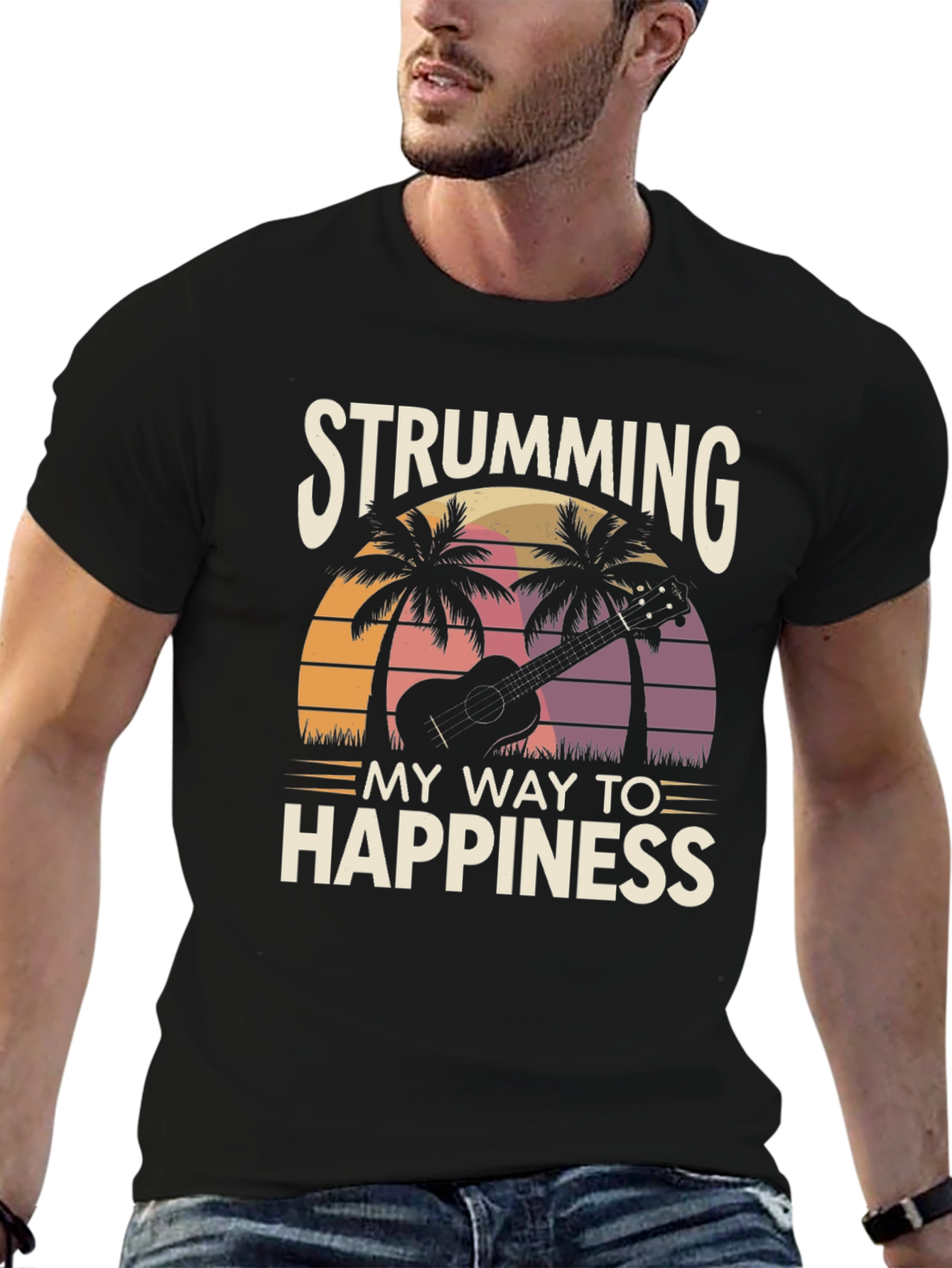 Strumming to Happiness Graphic T-Shirt