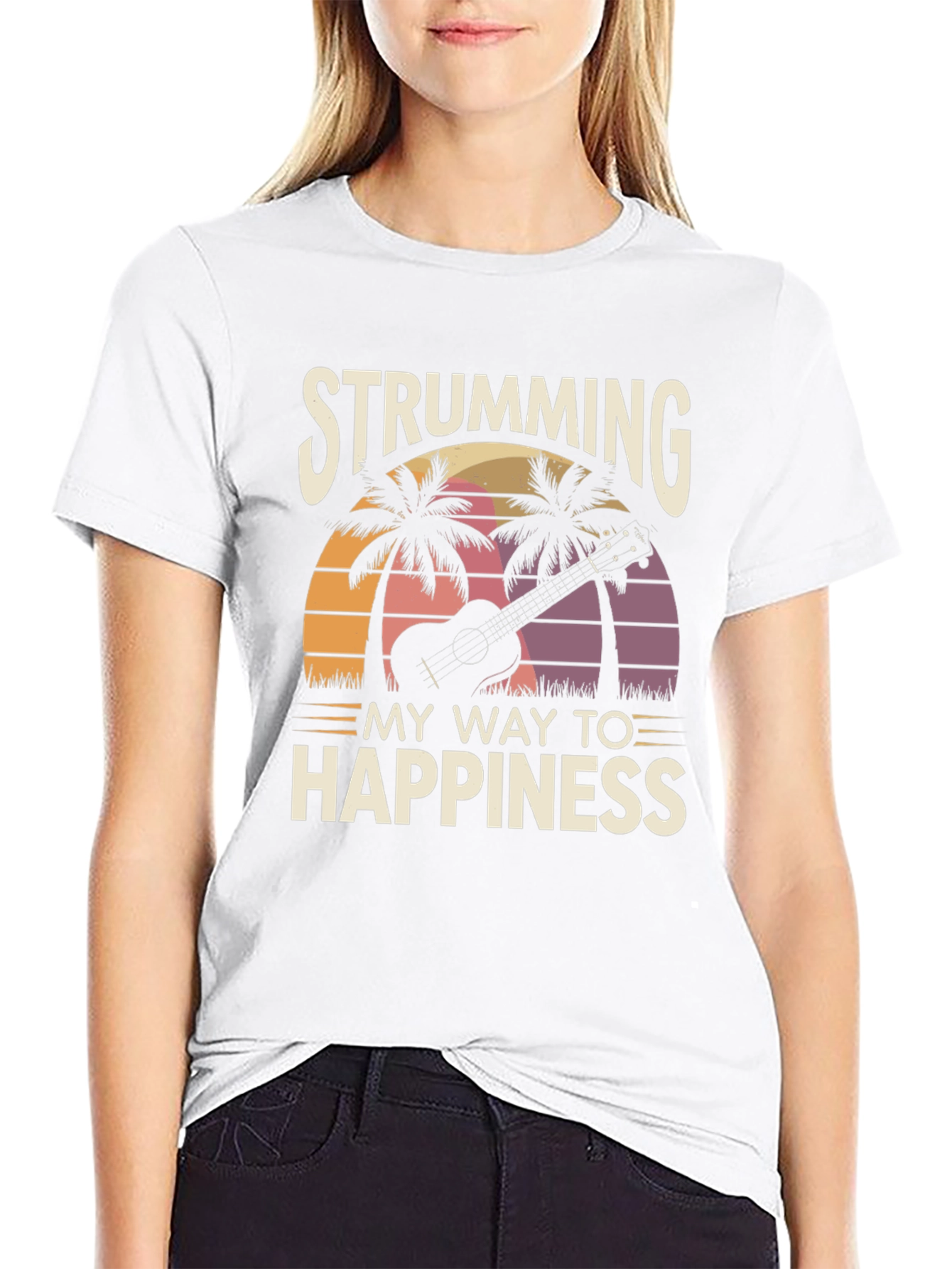 Strumming to Happiness Graphic T-Shirt