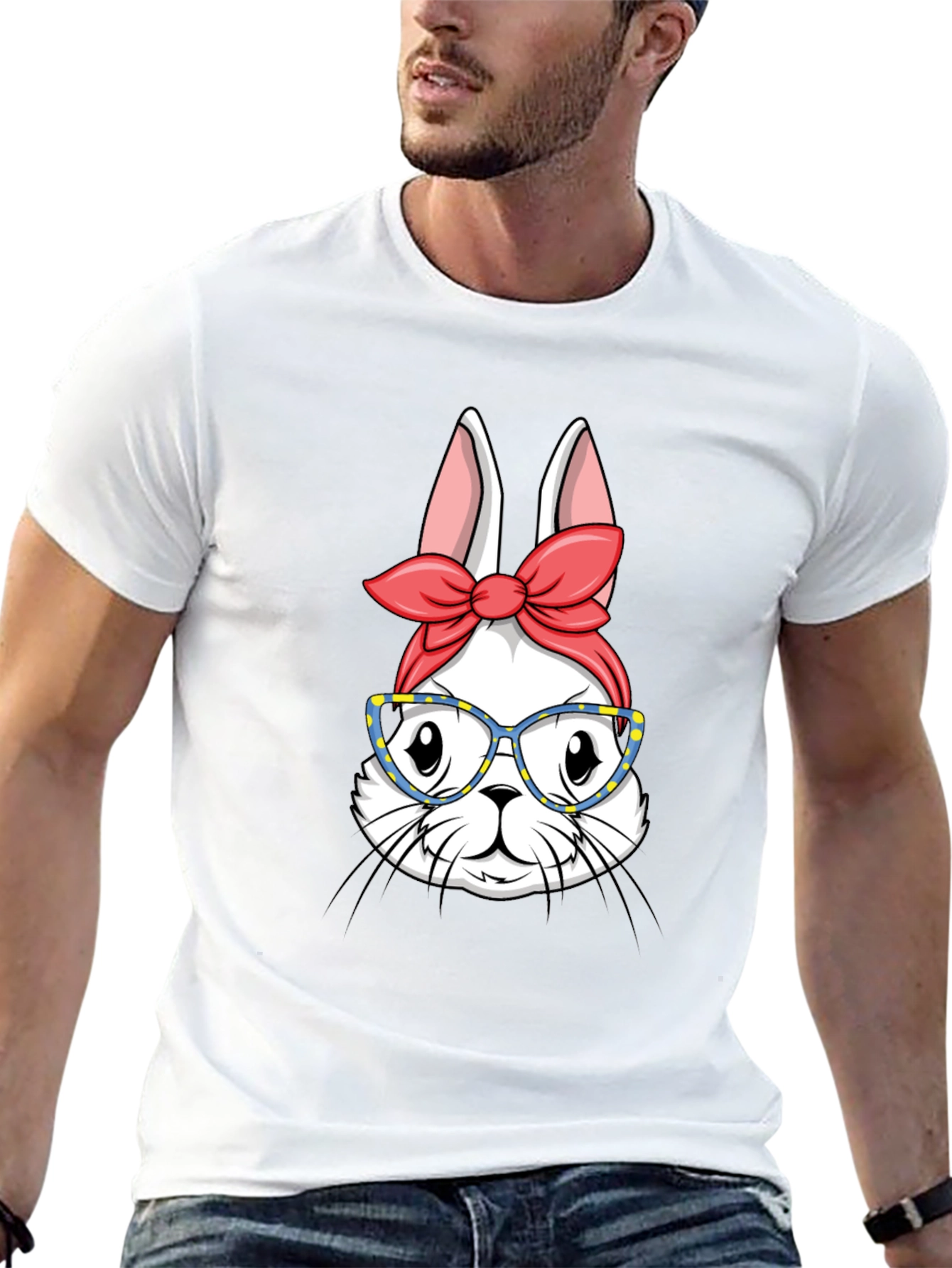 Bunny with Glasses T-Shirt - Black