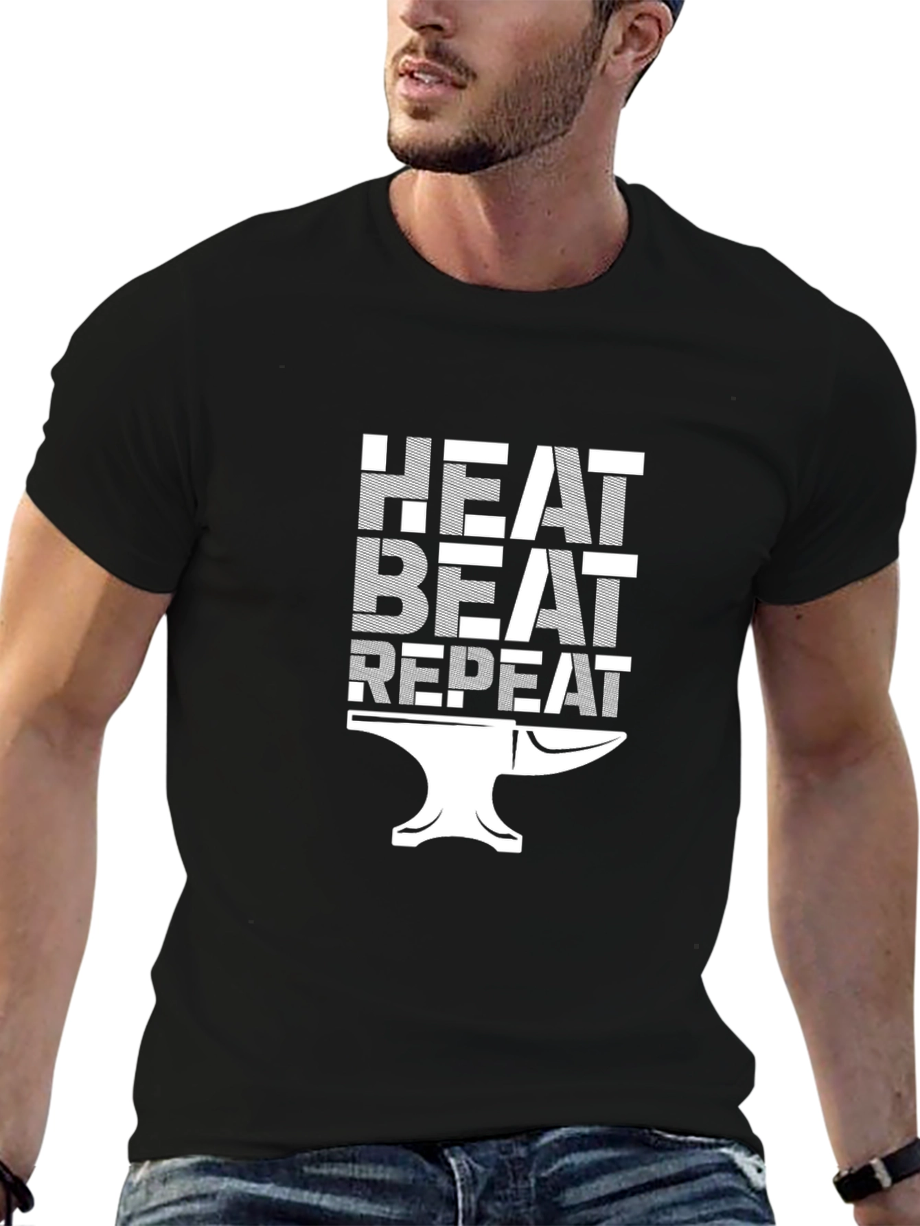Heat Beat Repeat Blacksmith Anvil Graphic T-Shirt