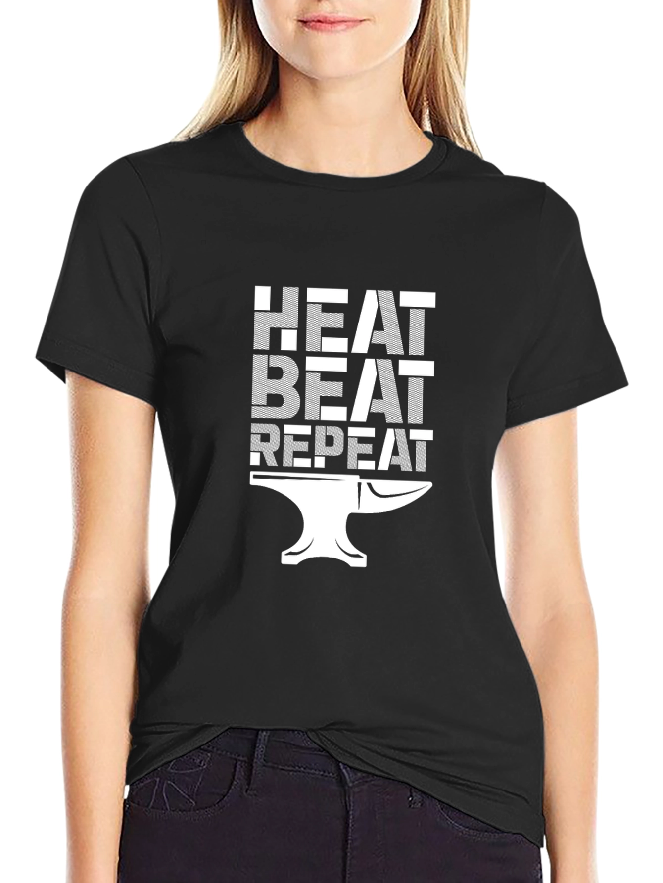 Heat Beat Repeat Blacksmith Anvil Graphic T-Shirt