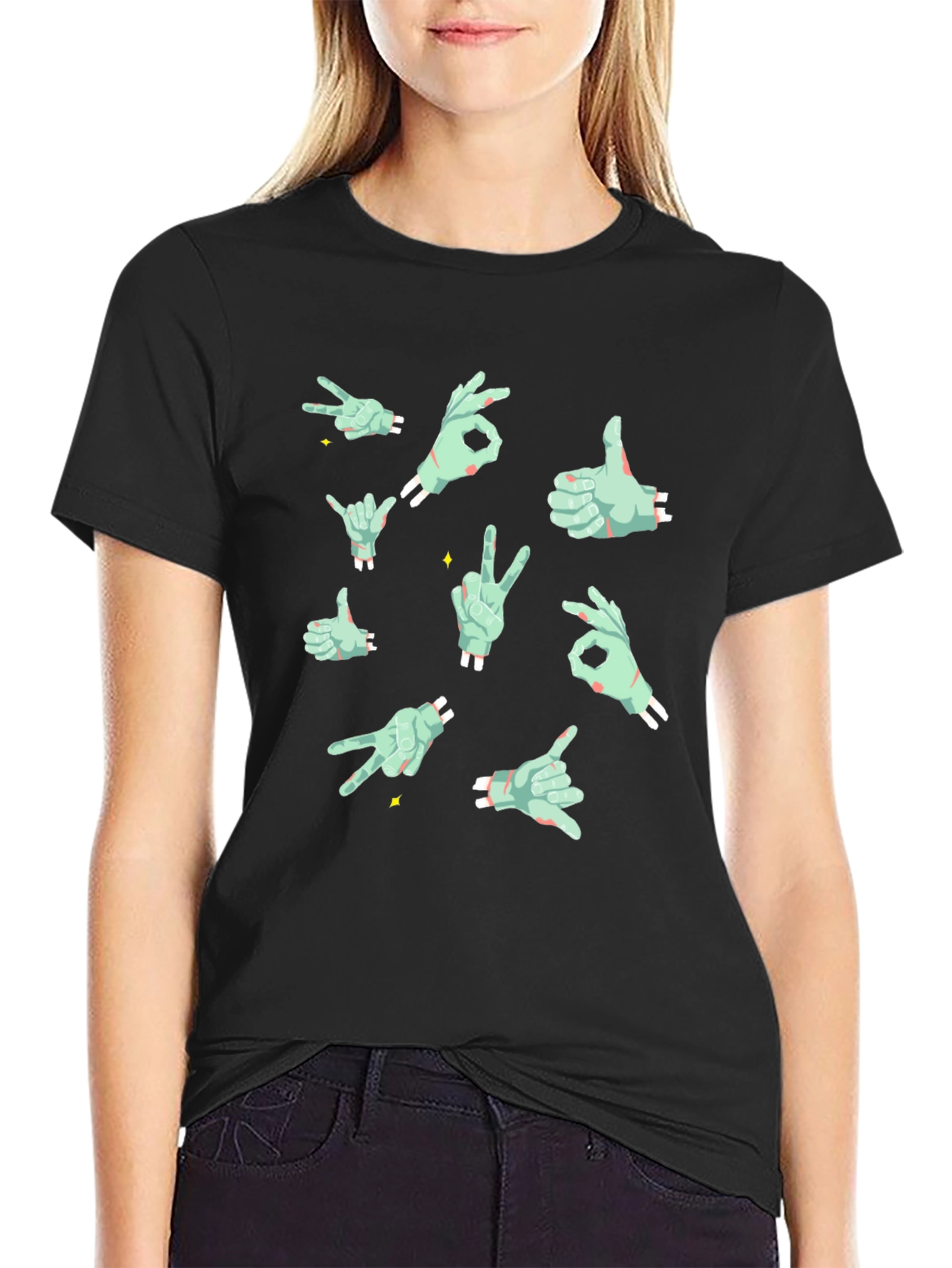 Zombie Hand Sign T-Shirt - Cool Graphic Tee