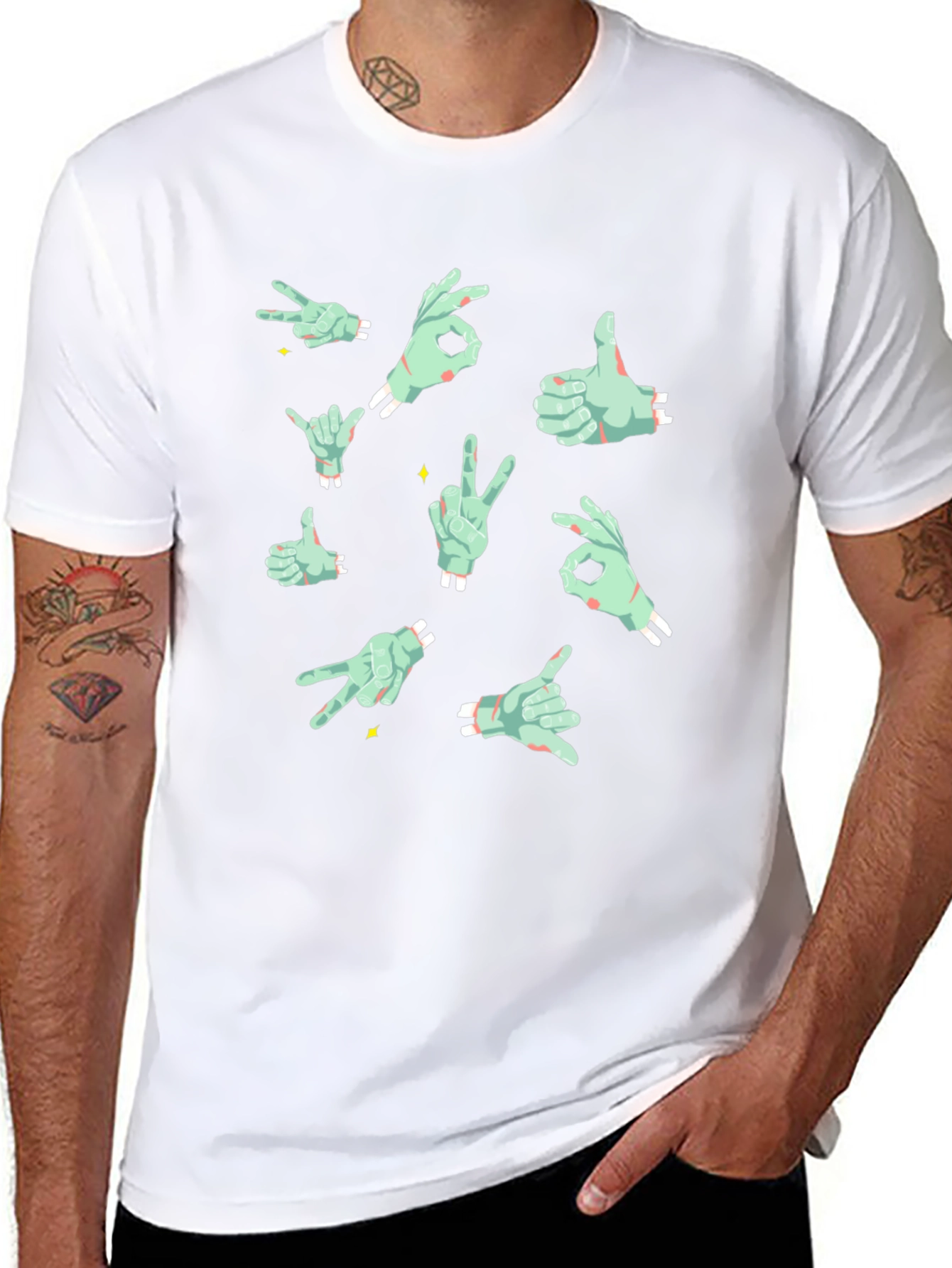 Zombie Hand Sign T-Shirt - Cool Graphic Tee