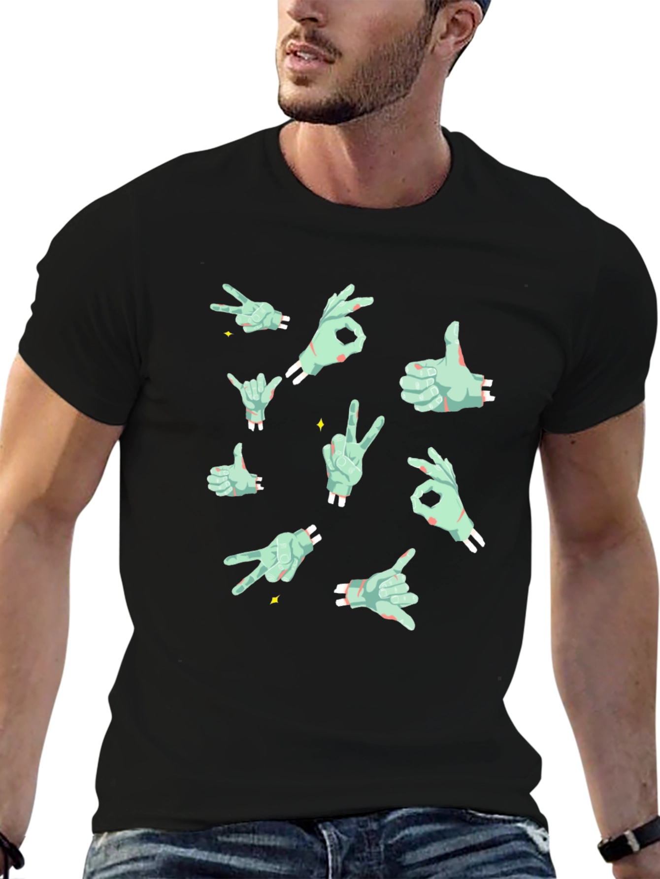 Zombie Hand Sign T-Shirt - Cool Graphic Tee