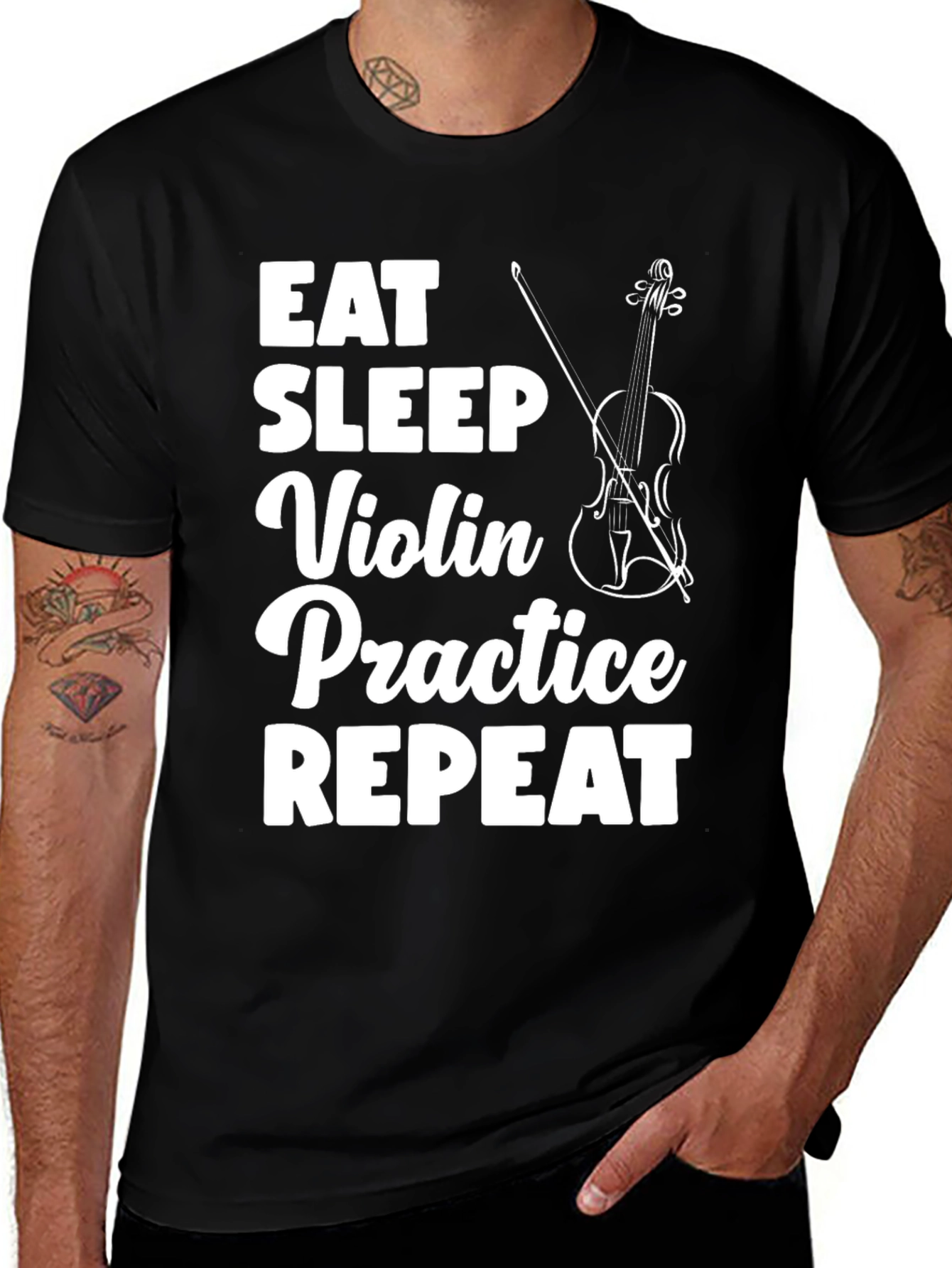Eat Sleep Violin Practice Repeat Black T-Shirt