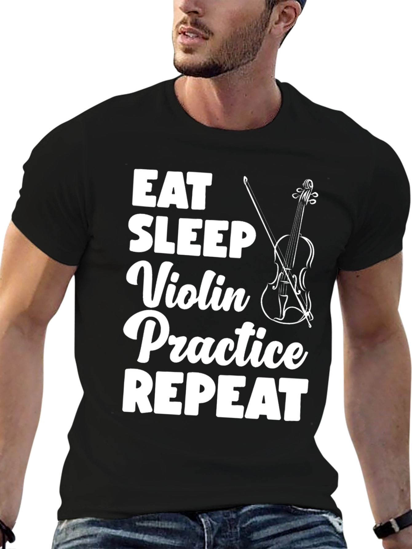 Eat Sleep Violin Practice Repeat Black T-Shirt
