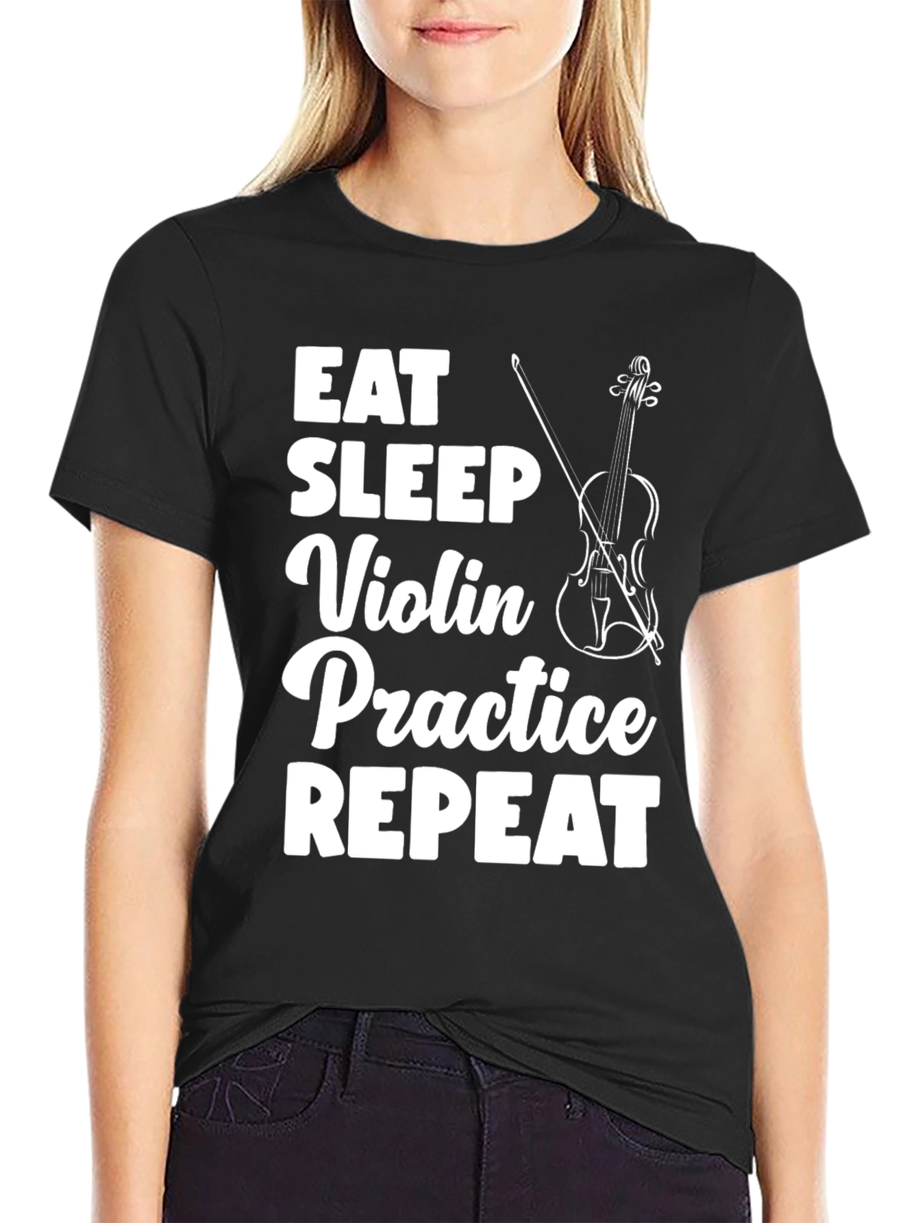 Eat Sleep Violin Practice Repeat Black T-Shirt