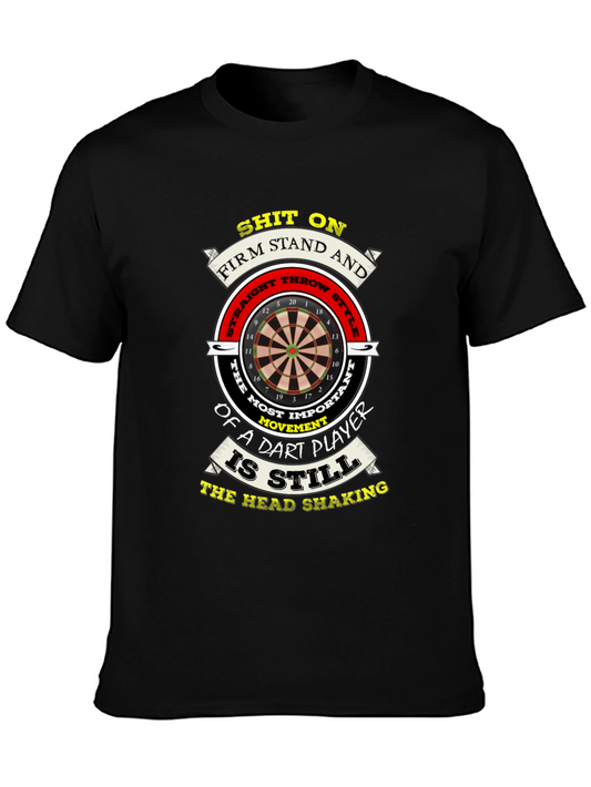 Funny Dart Player T-Shirt - Head Shaking Throw Style