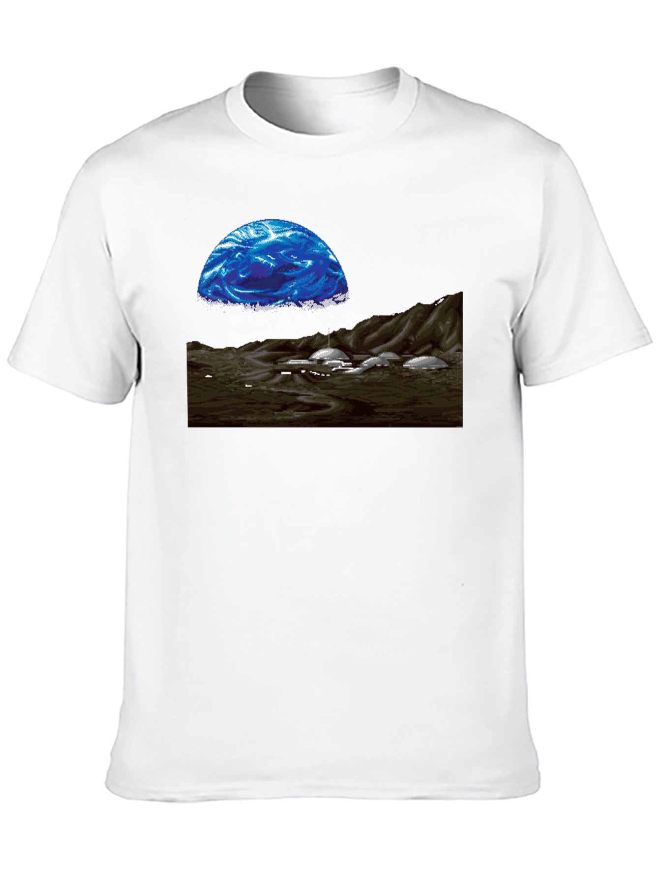 Retro Sci-Fi T-Shirt - Pixel Art Landscape
