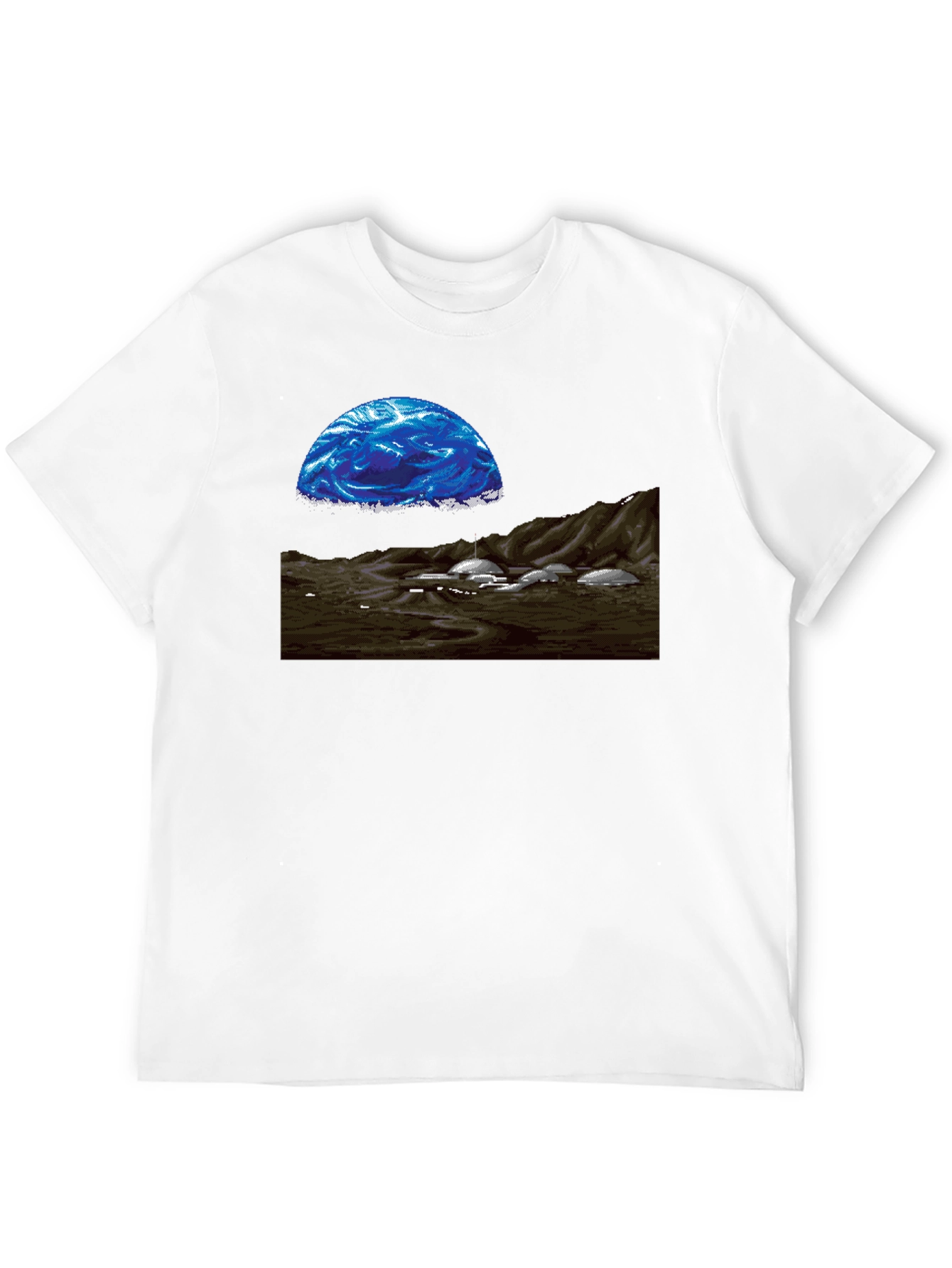 Retro Sci-Fi T-Shirt - Pixel Art Landscape