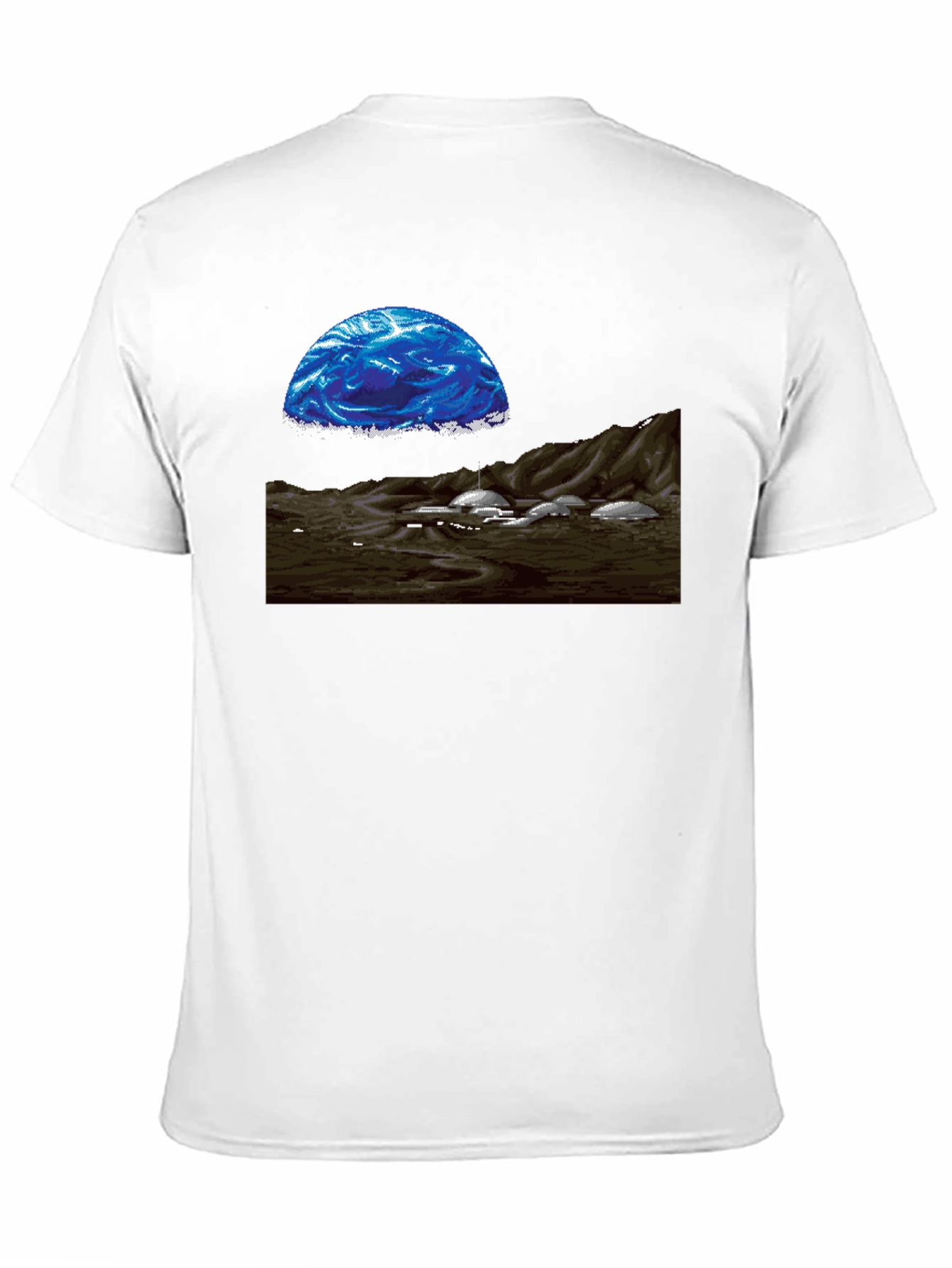 Retro Sci-Fi T-Shirt - Pixel Art Landscape