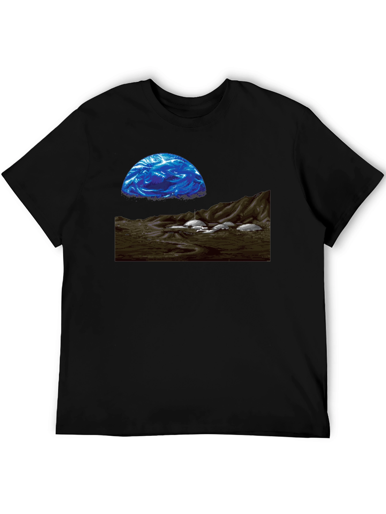 Retro Sci-Fi T-Shirt - Pixel Art Landscape