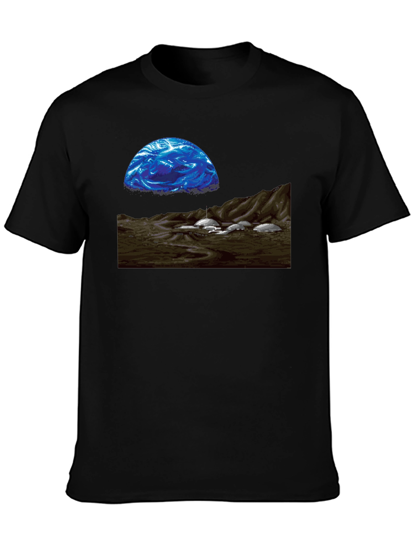 Retro Sci-Fi T-Shirt - Pixel Art Landscape