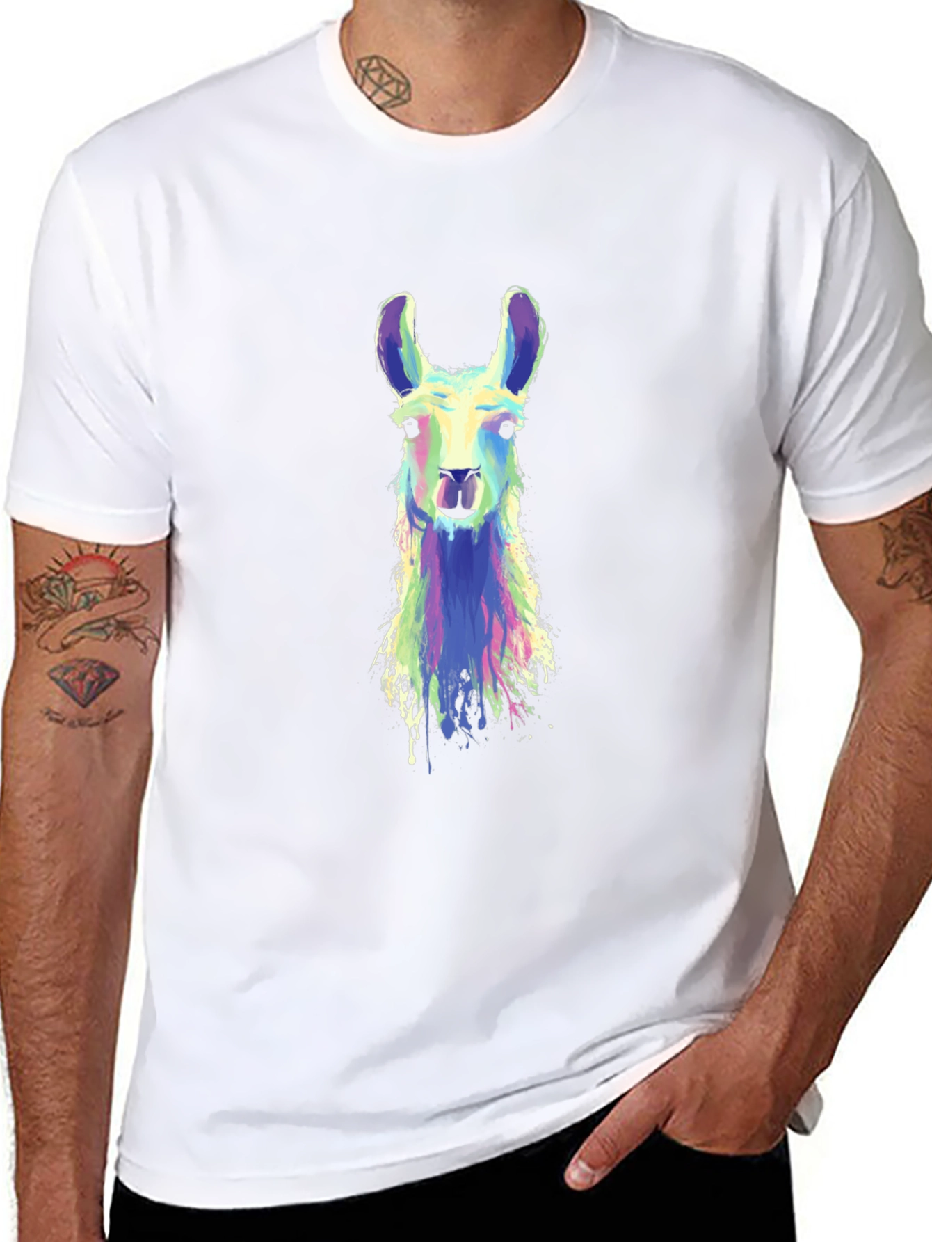 Llama Art Graphic Tee - Cool Animal Shirt