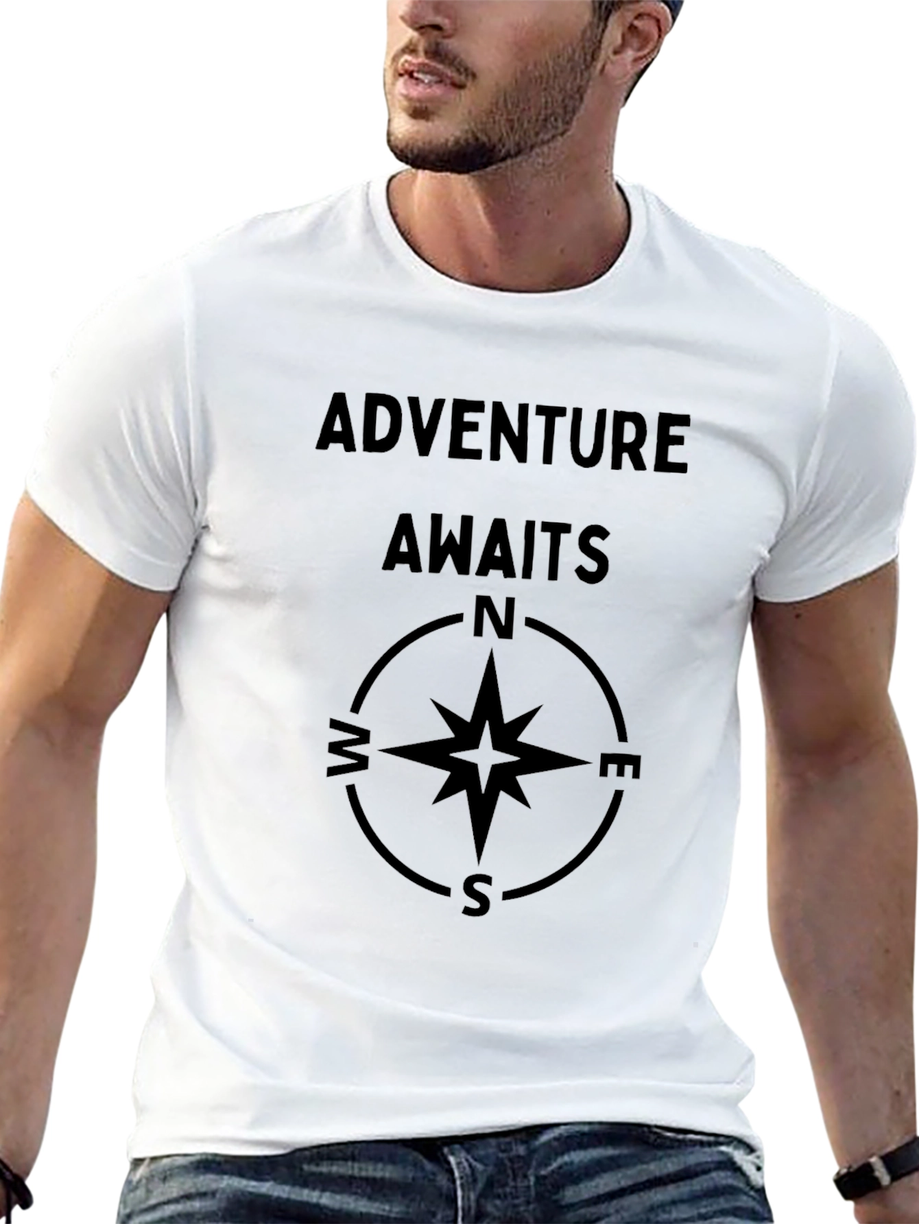 Adventure Awaits Compass Graphic T-Shirt - Black
