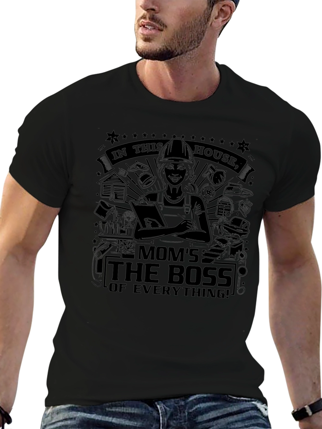 Moms the Boss T-Shirt - Black Graphic Tee
