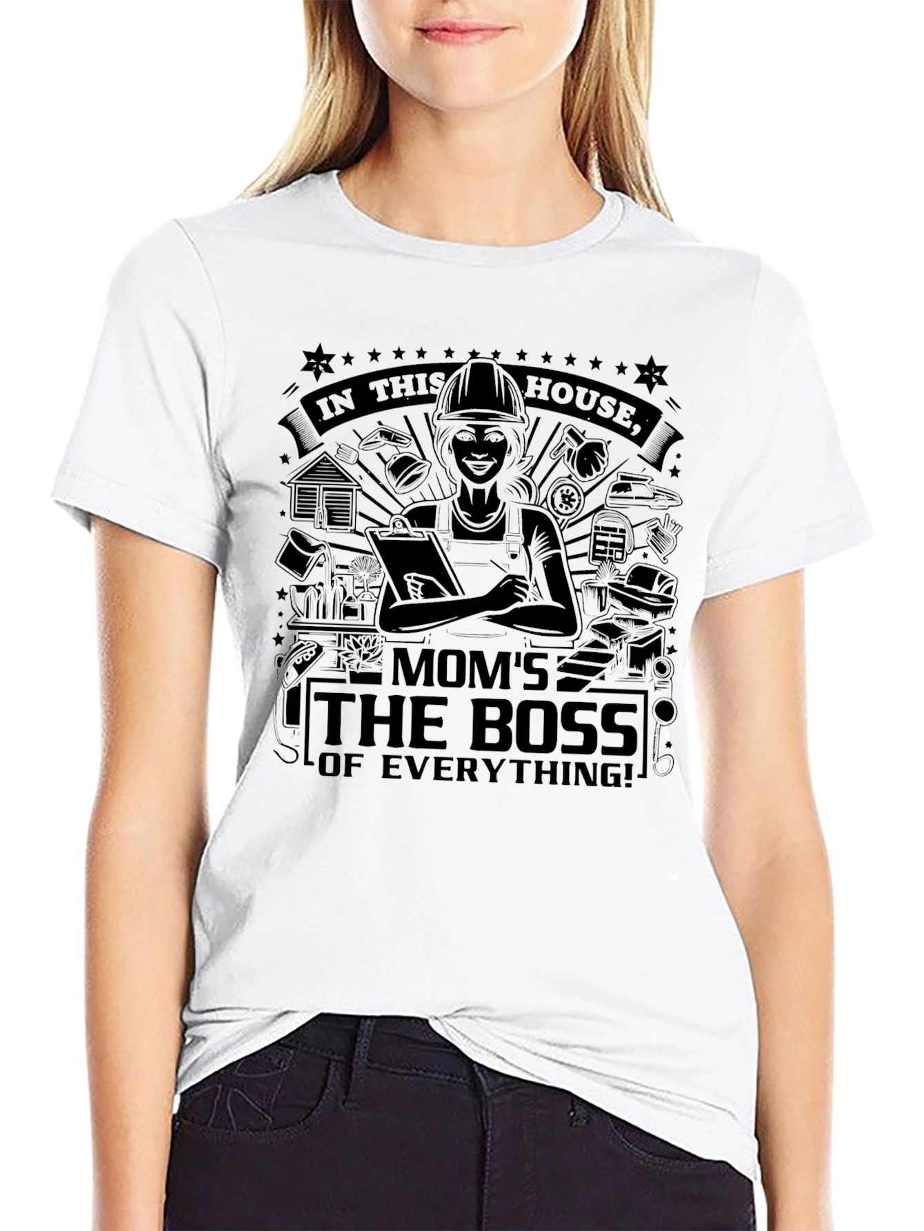 Moms the Boss T-Shirt - Black Graphic Tee