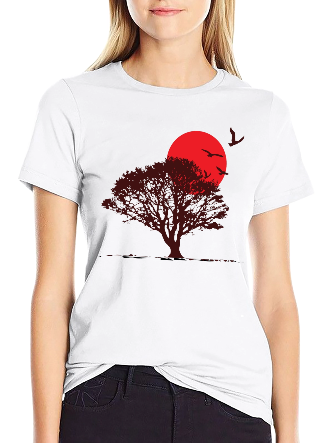 Sunset Tree Graphic T-Shirt - Black