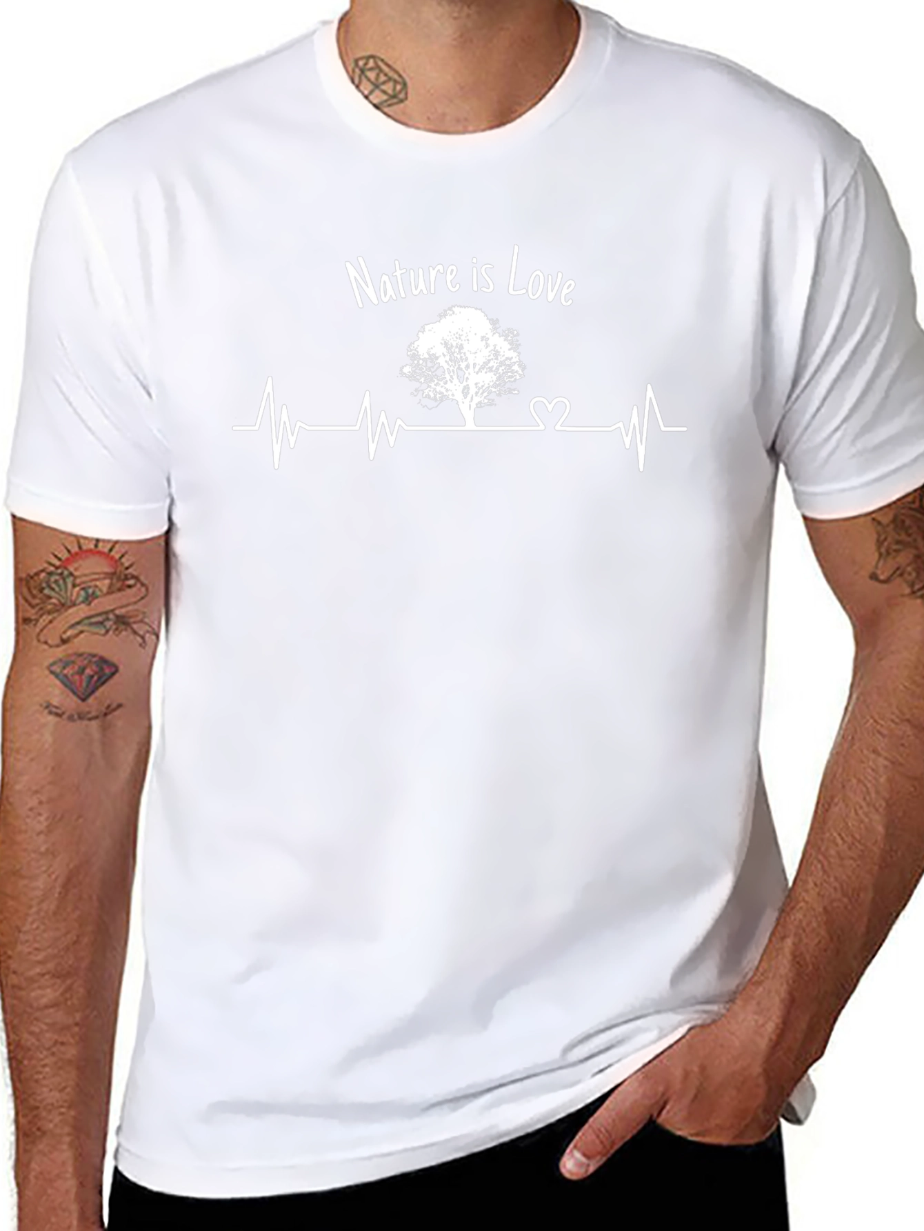 Nature is Love Graphic Tee - Tree Heartbeat Design